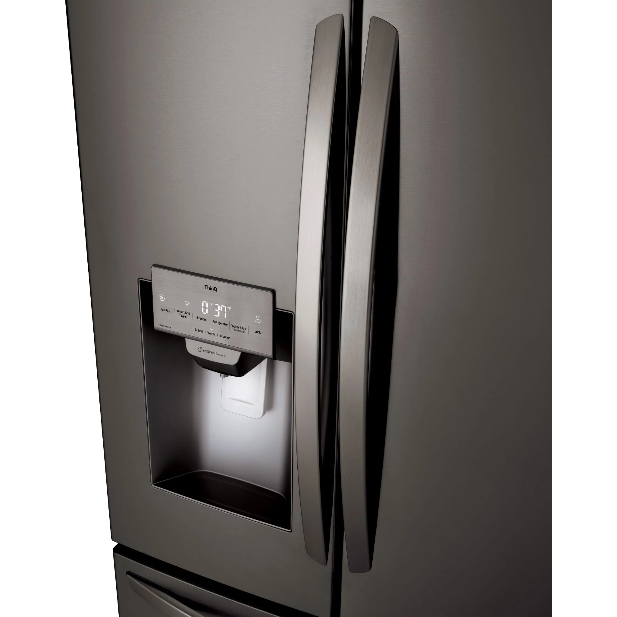 LG 28 cu.ft 3 Door French Door, Standard Depth, Ice and Water with Single Ice - Black Stainless (LRFS28XBD) - Image 6