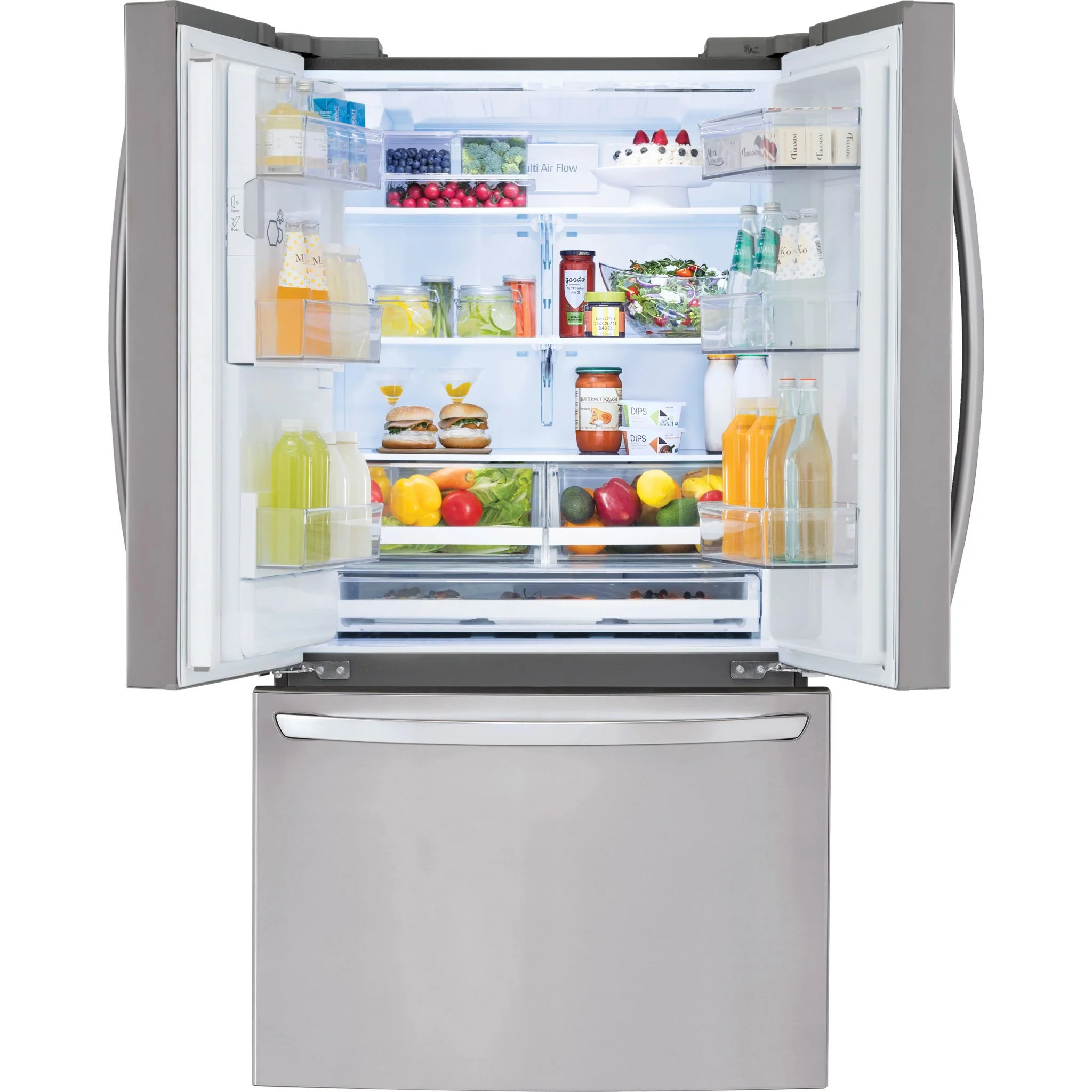 LG 28 cu.ft 3 Door French Door, Standard Depth, Ice and Water with Single Ice Maker - Stainless (LRFS28XBS) - Image 11