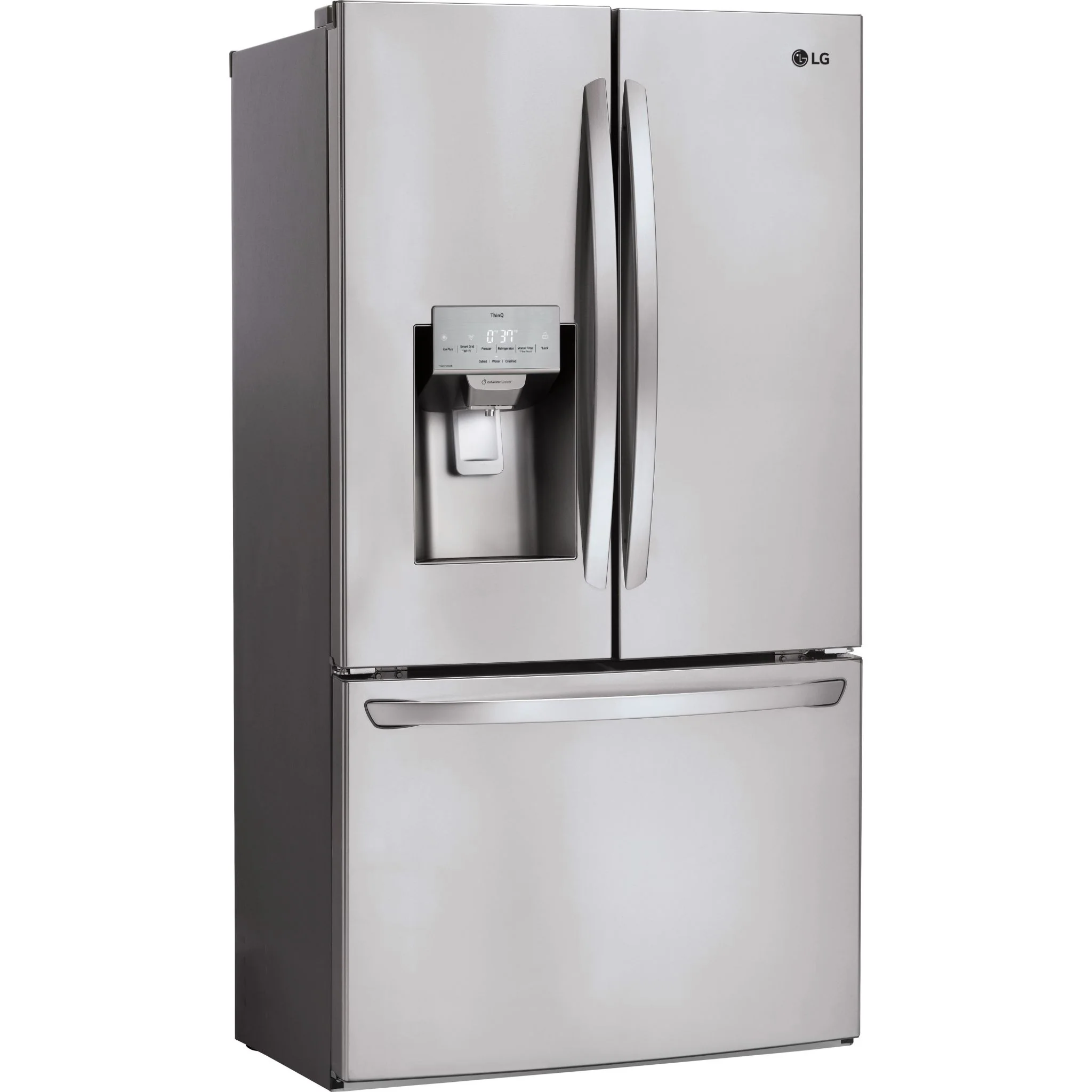 LG 28 cu.ft 3 Door French Door, Standard Depth Refrigerator with Dual Ice Makers - Stainless (LHFS28XBS) - Image 2