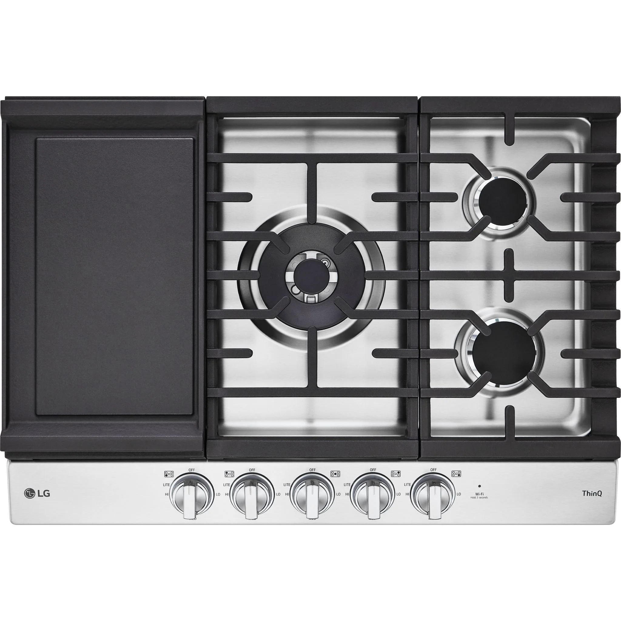 LG 30” Smart Gas Cooktop with UltraHeat™ 22K BTU Dual Burner and LED Knobs - Stainless (CBGJ3027S) - Image 2