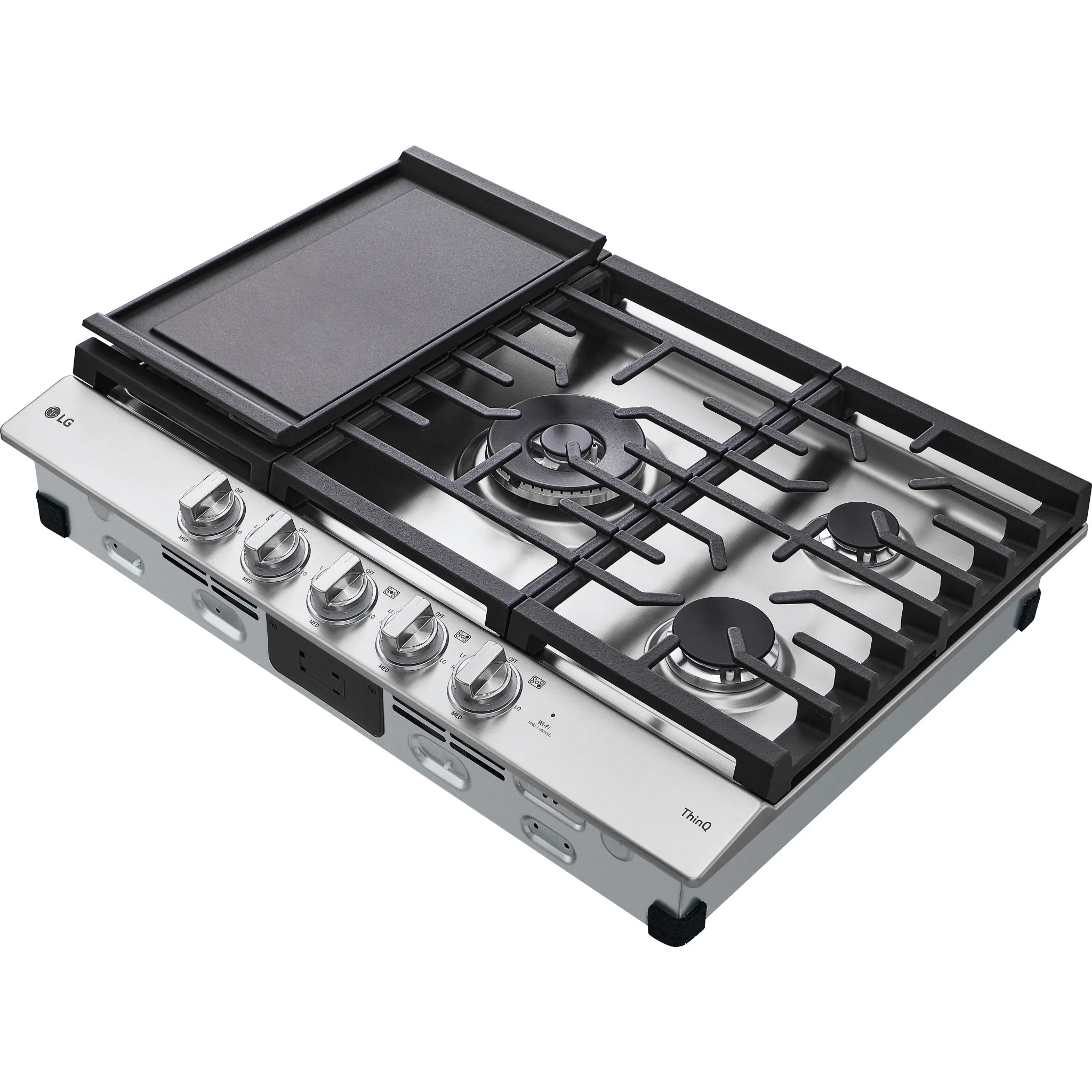 LG 30” Smart Gas Cooktop with UltraHeat™ 22K BTU Dual Burner and LED Knobs - Stainless (CBGJ3027S) - Image 5