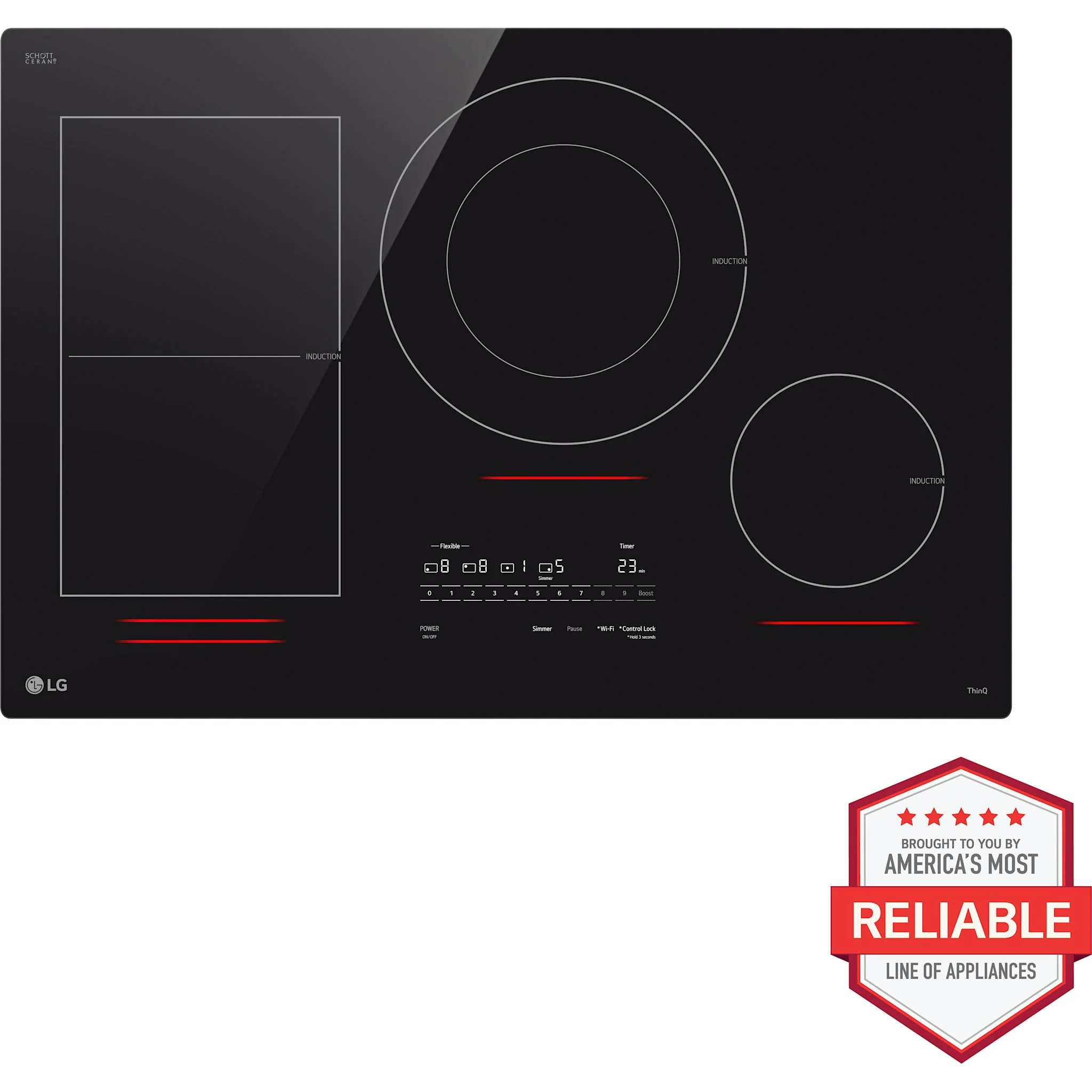 LG 30” Smart Induction Cooktop with UltraHeat™ 5.0kW Element - Black (CBIH3017BE) - Image 4