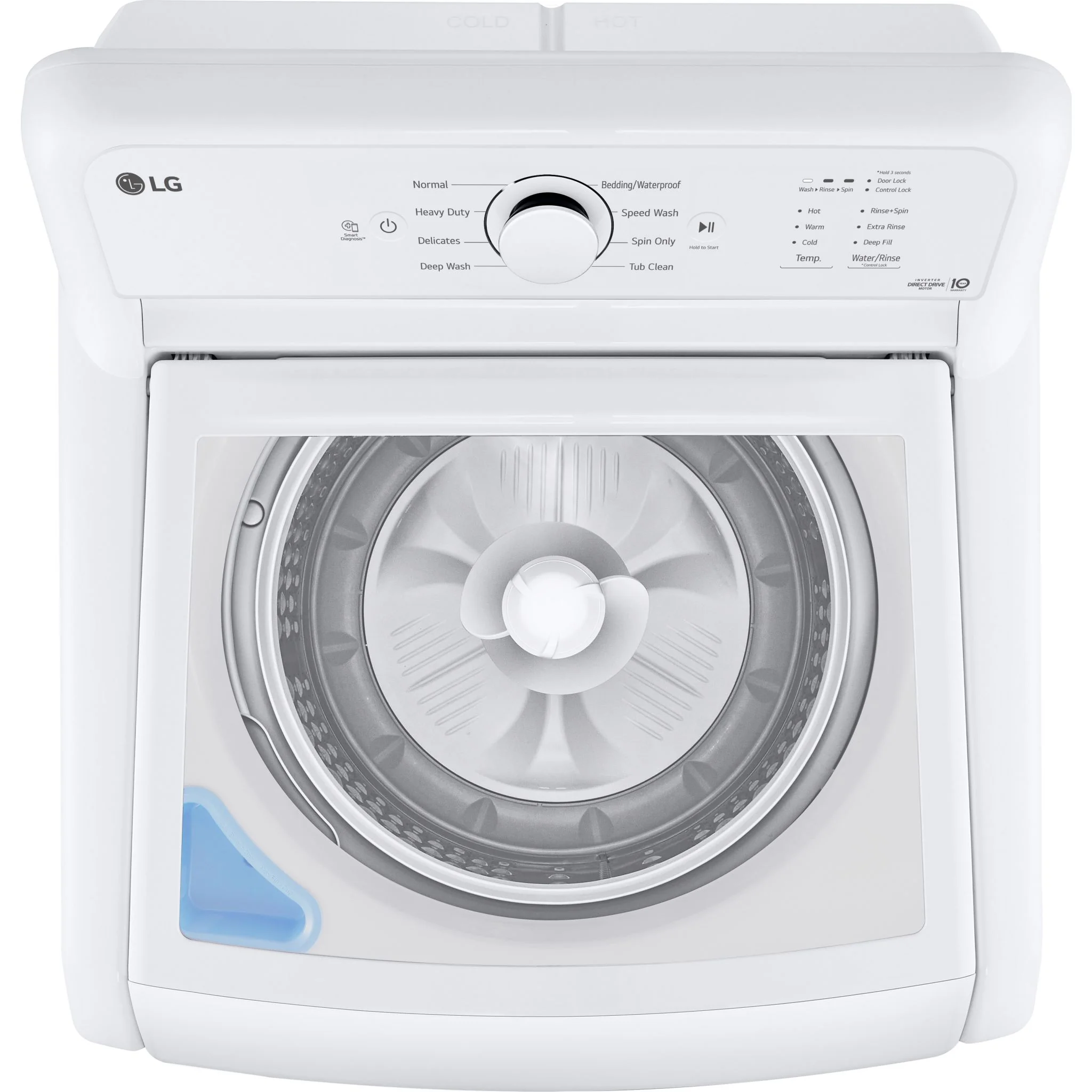 LG 4.1 cu. ft. Capacity Top Load Washer with Agitator and SlamProof Glass Lid - White (WT6105CW) - Image 10