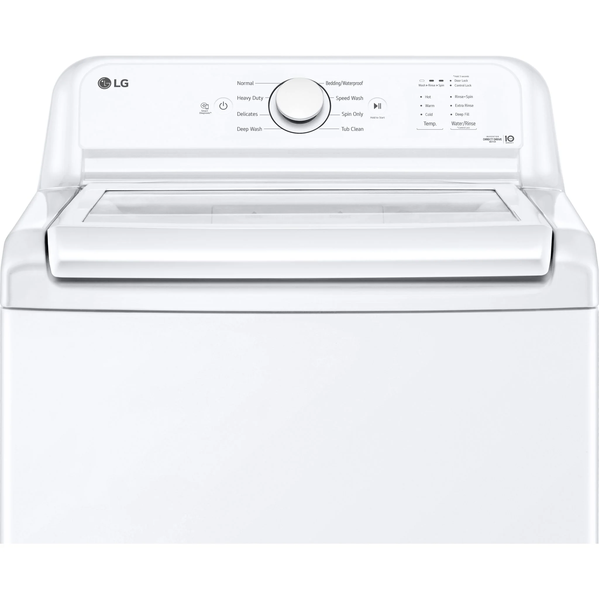 LG 4.1 cu. ft. Capacity Top Load Washer with Agitator and SlamProof Glass Lid - White (WT6105CW) - Image 6