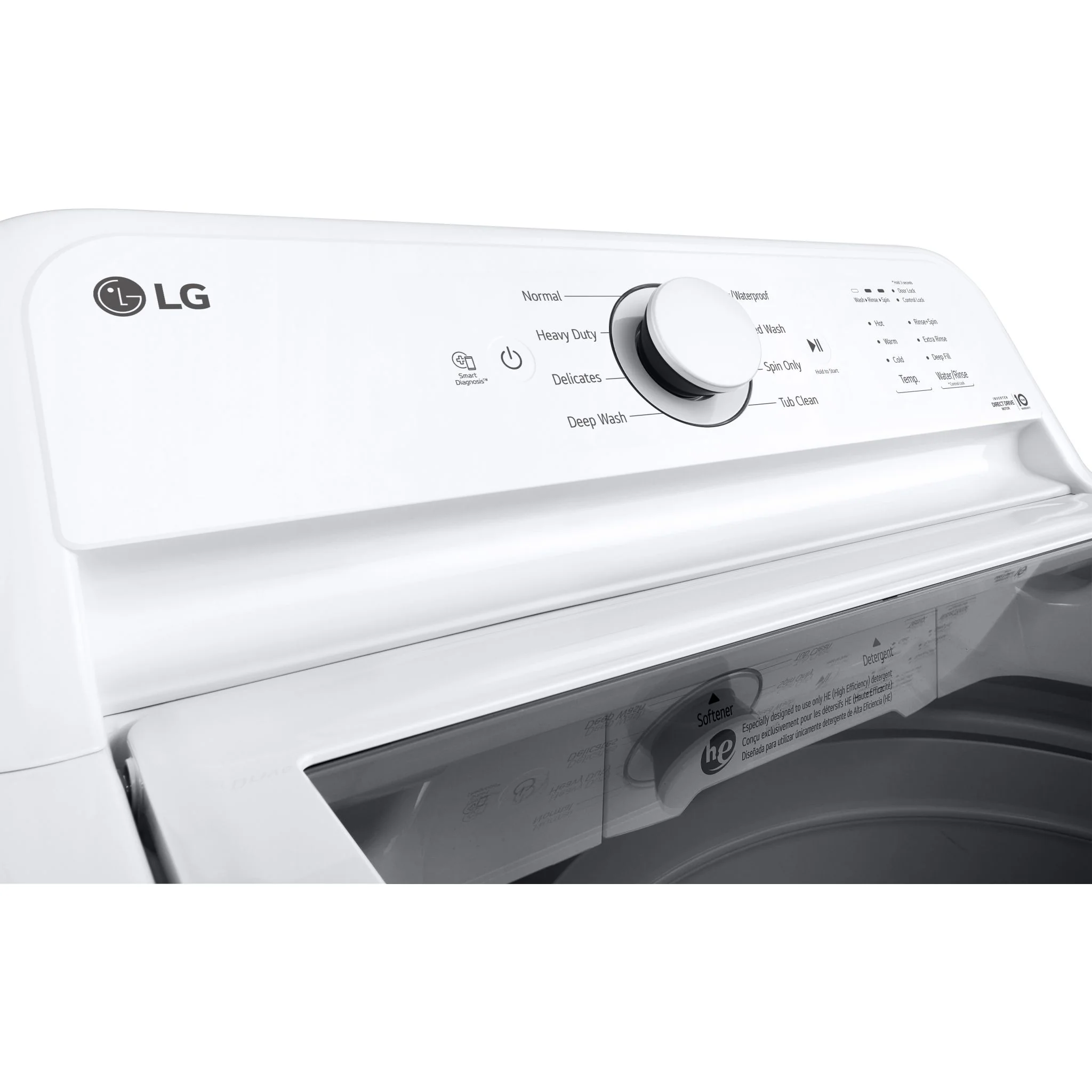 LG 4.1 cu. ft. Capacity Top Load Washer with Agitator and SlamProof Glass Lid - White (WT6105CW) - Image 9