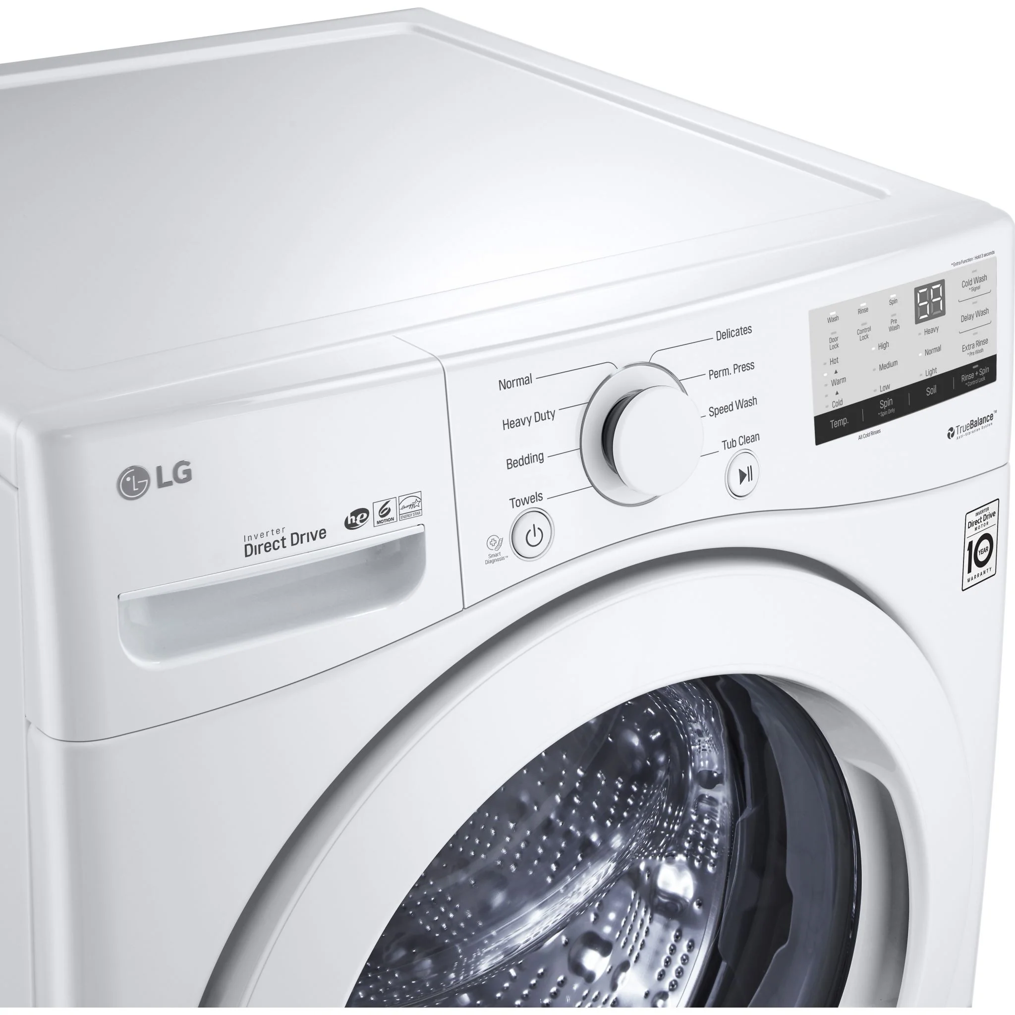 LG 5.2 cu. ft. Ultra Large Front Load Washer - White (WM3400CW) - Image 8