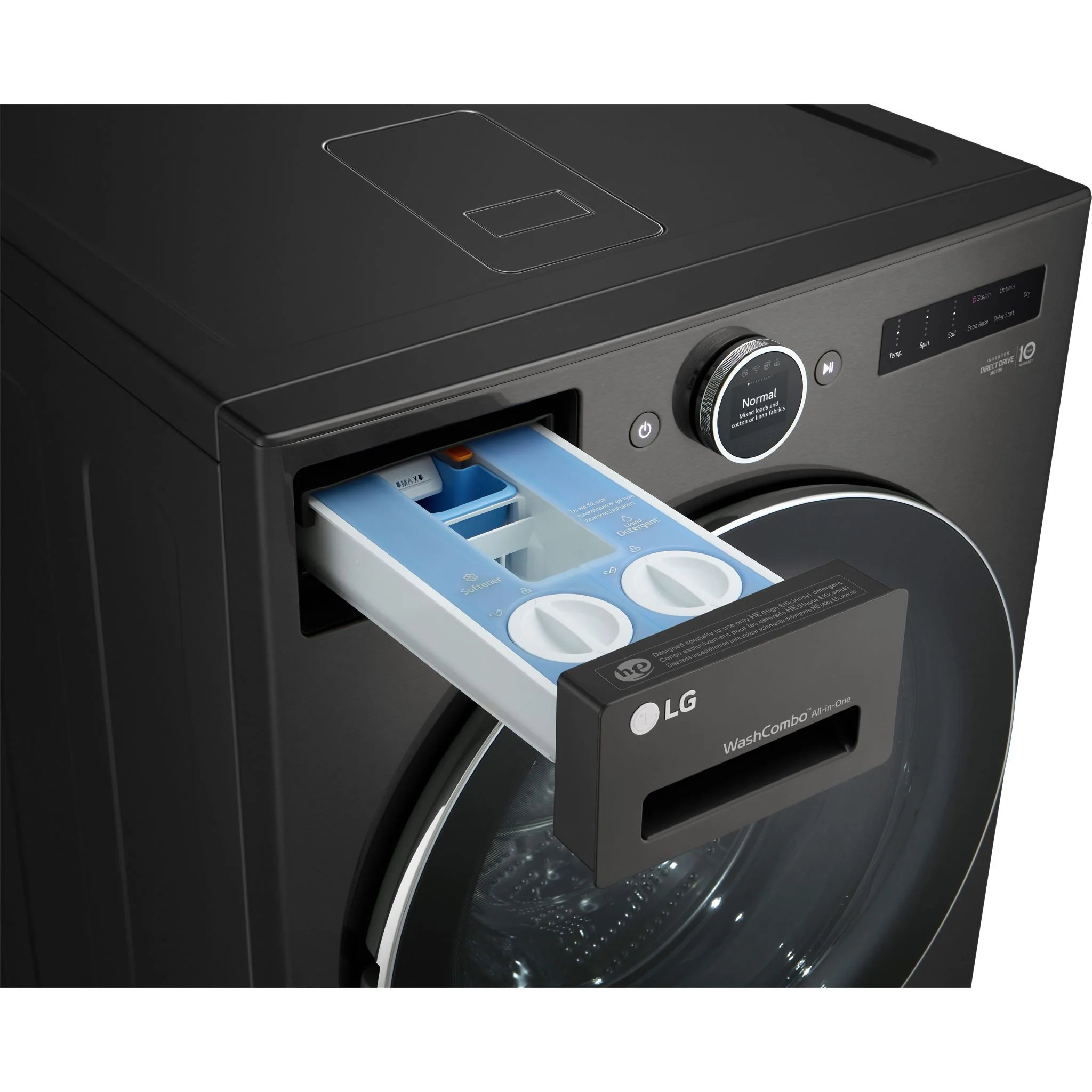 LG 5.7 cu.ft All-in-One WashComboTM with Heat Pump - Black Steel (WM6998HBA) - Image 5
