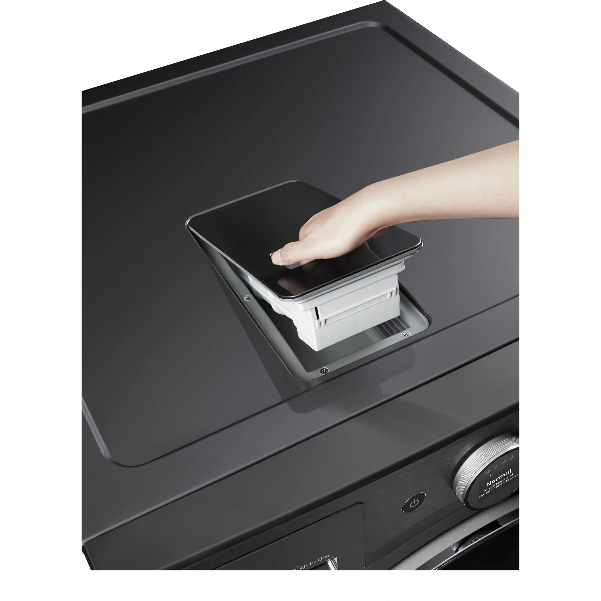 LG 5.7 cu.ft All-in-One WashComboTM with Heat Pump - Black Steel (WM6998HBA) - Image 7