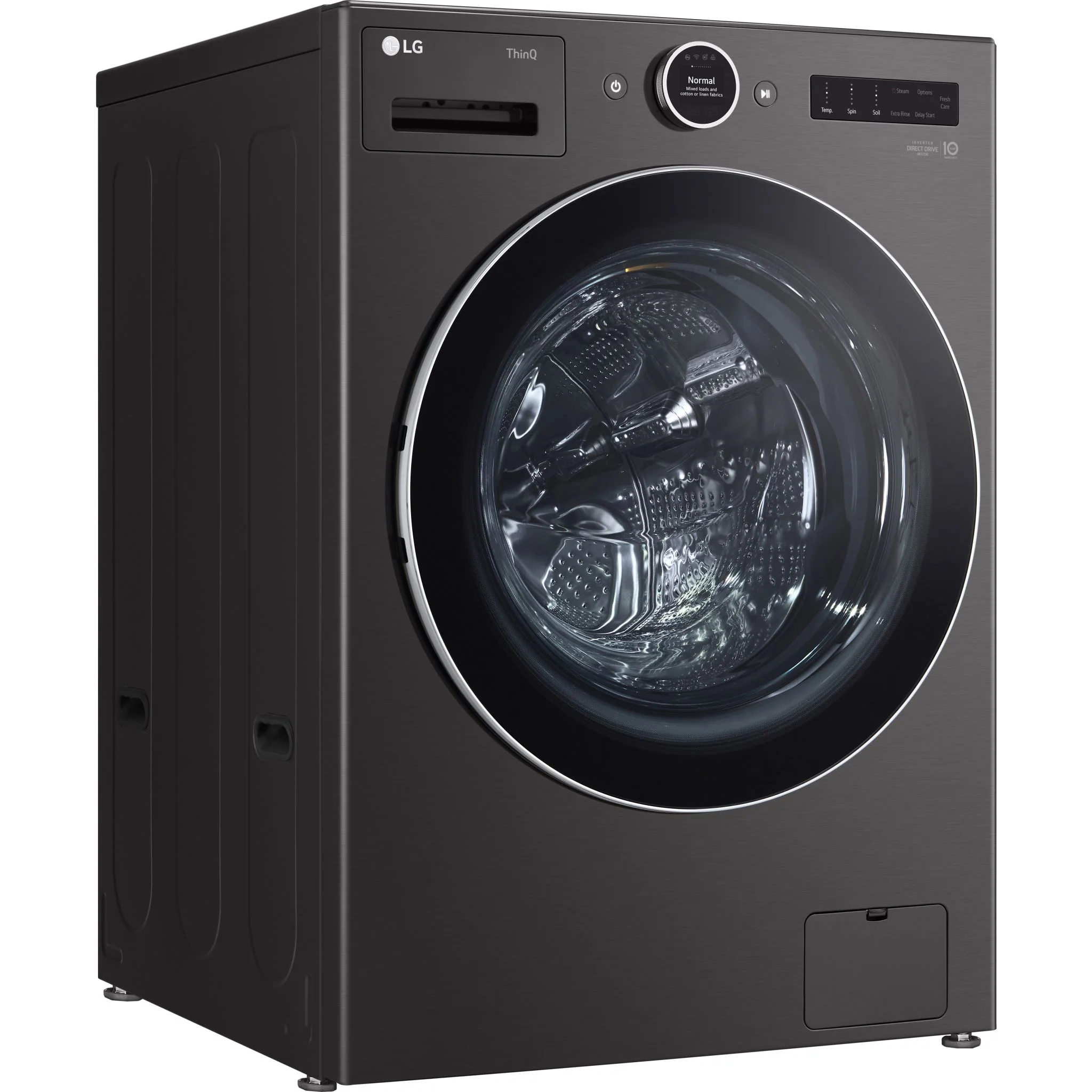 LG 5.8 cu. ft. Front Load Washer with AI DD™ 2.0 and LCD Knob - Black Steel (WM6700HBA) - Image 4