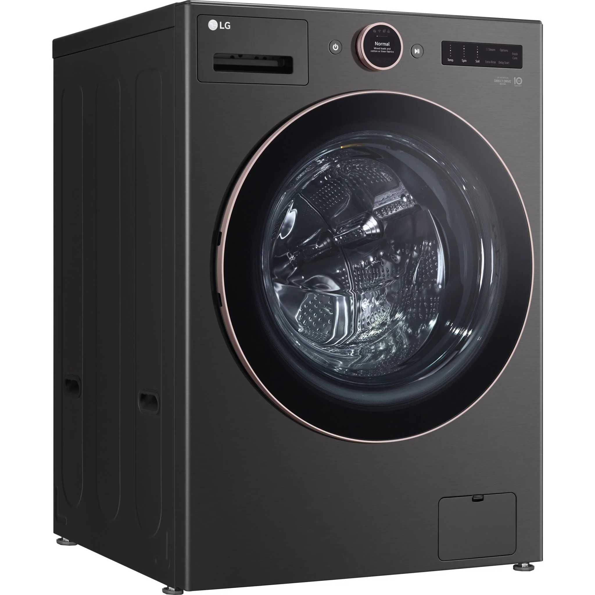 LG 5.8 cu. ft. Mega Capacity Smart Front Load ENERGY STAR® Washer with TurboWash®360° and AI DD™ Built-In Intelligence - Black Steel (WM6500HBA) - Image 2