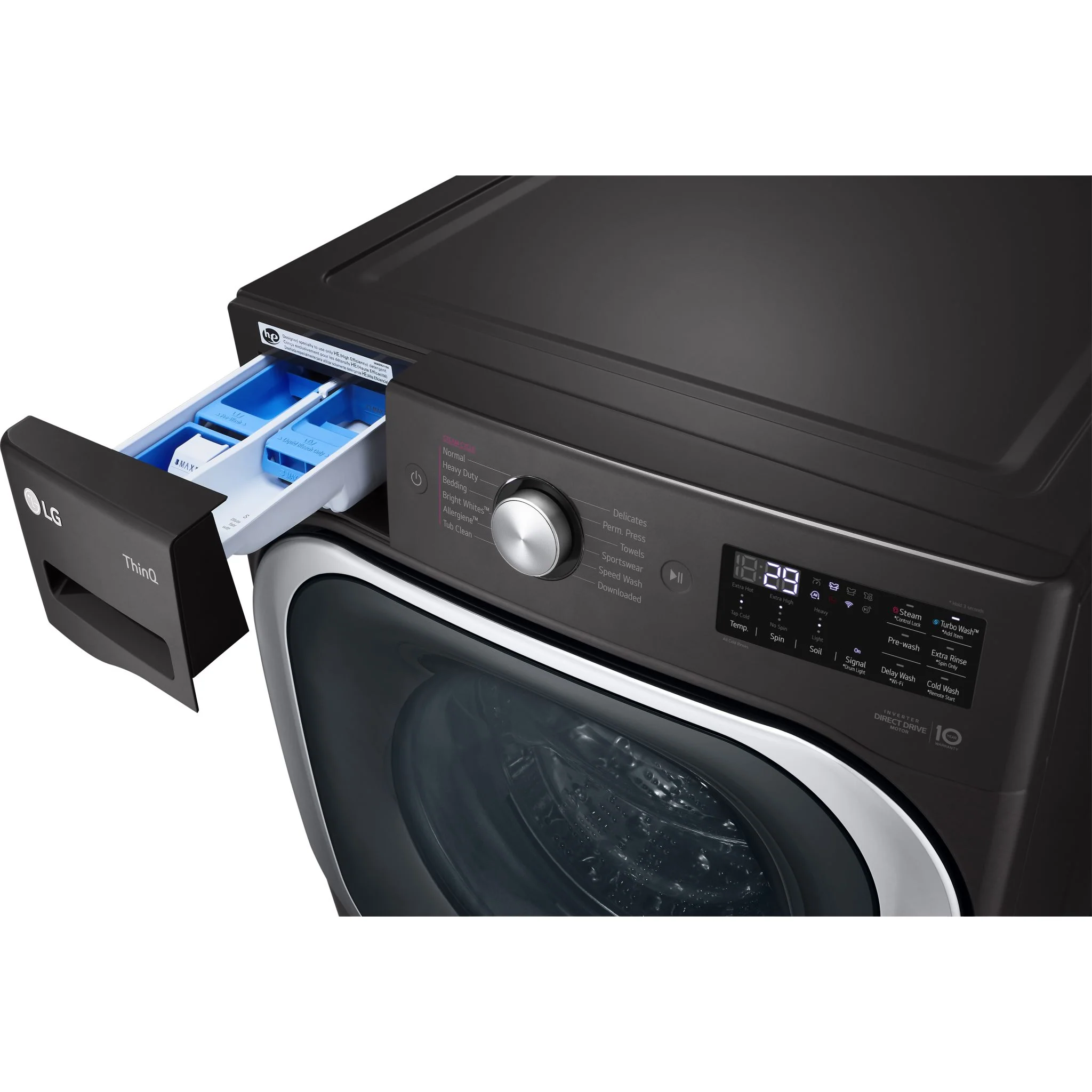 LG 6.0 cu. ft. Mega Capacity Smart wi-fi Enabled Front Load Washer with TurboWash® and Built-In Intelligence - Black (WM8900HBA) - Image 13