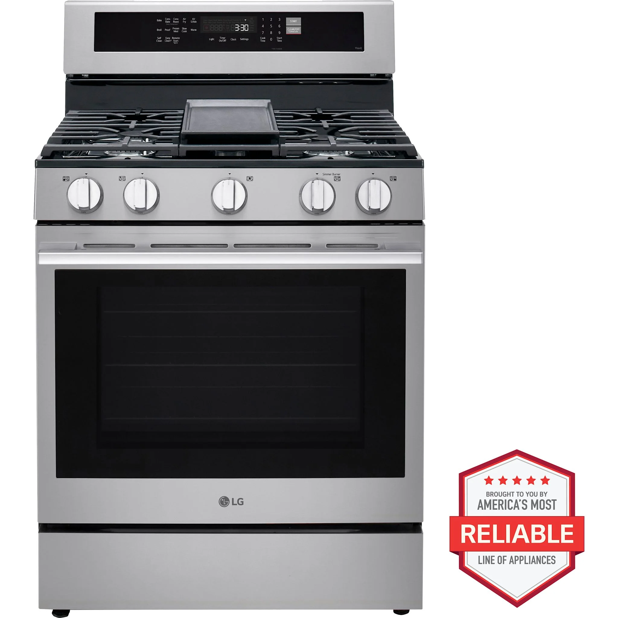 LG 6.3 cu. ft. Smart Wi-Fi Enabled Probake Convection® Gas Range with Air Fry & EasyClean - PrintProof® Stainless Steel (LRGN6325X) - Image 2