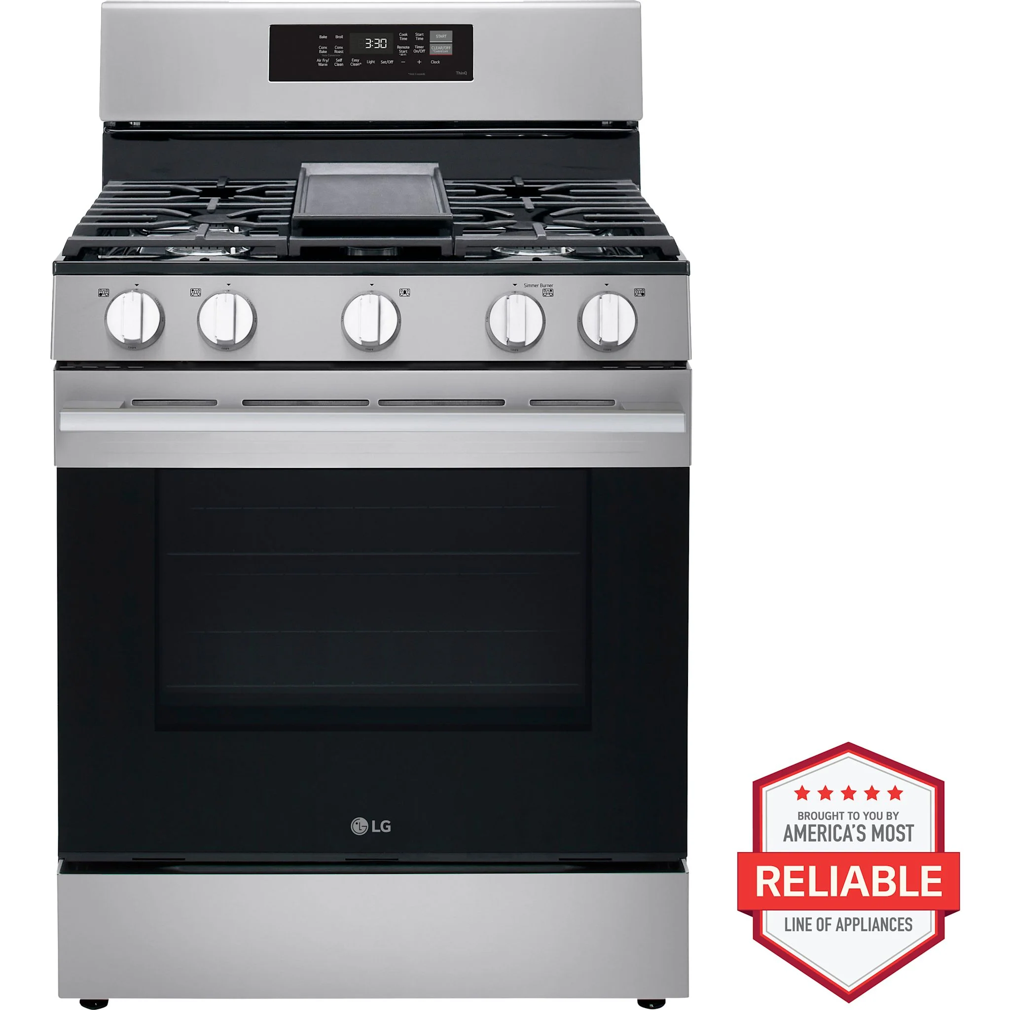 LG 6.3 cu. ft. Smart Wi-Fi Enabled Probake Convection® Gas Range with Air Fry & EasyClean -Stainless Steel (LRGN6323Y) - Image 2