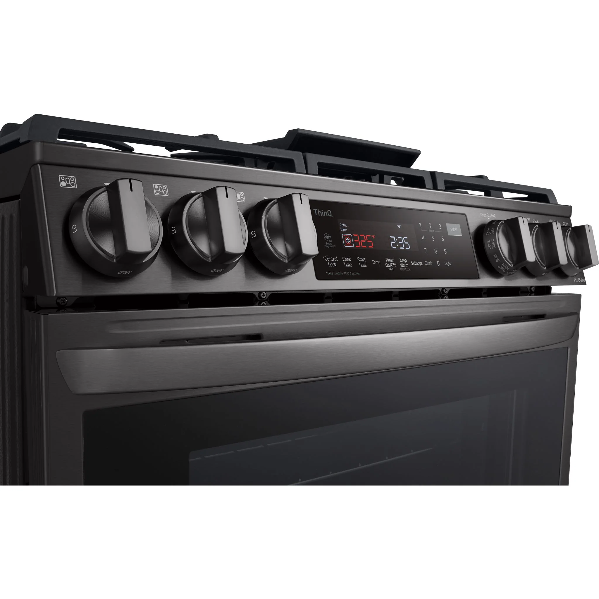 LG 6.3 cu ft. Smart wi-fi Enabled ProBake Convection® InstaView® Gas Slide-In Range with Air Fry - Black Stainless (LSGL6335D) - Image 4