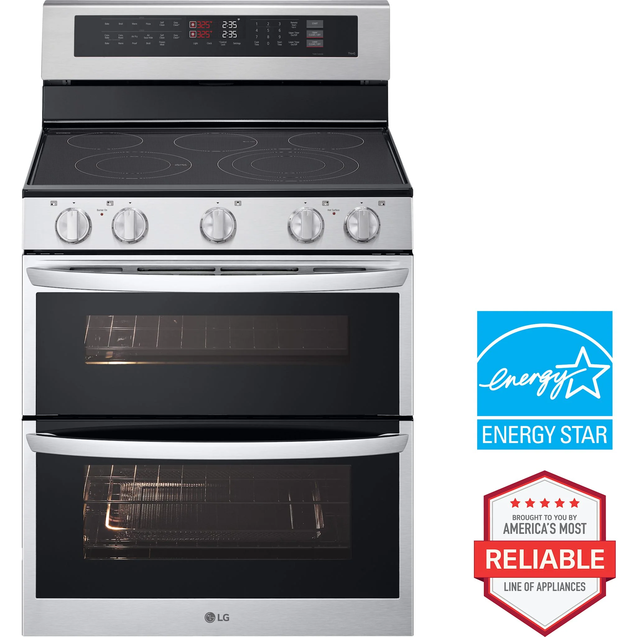 LG 7.3 cu. ft. Electric Double Oven Freestanding Range with ProBake Convection® and Air Fry - Stainless (LDEL7324SE) - Image 2