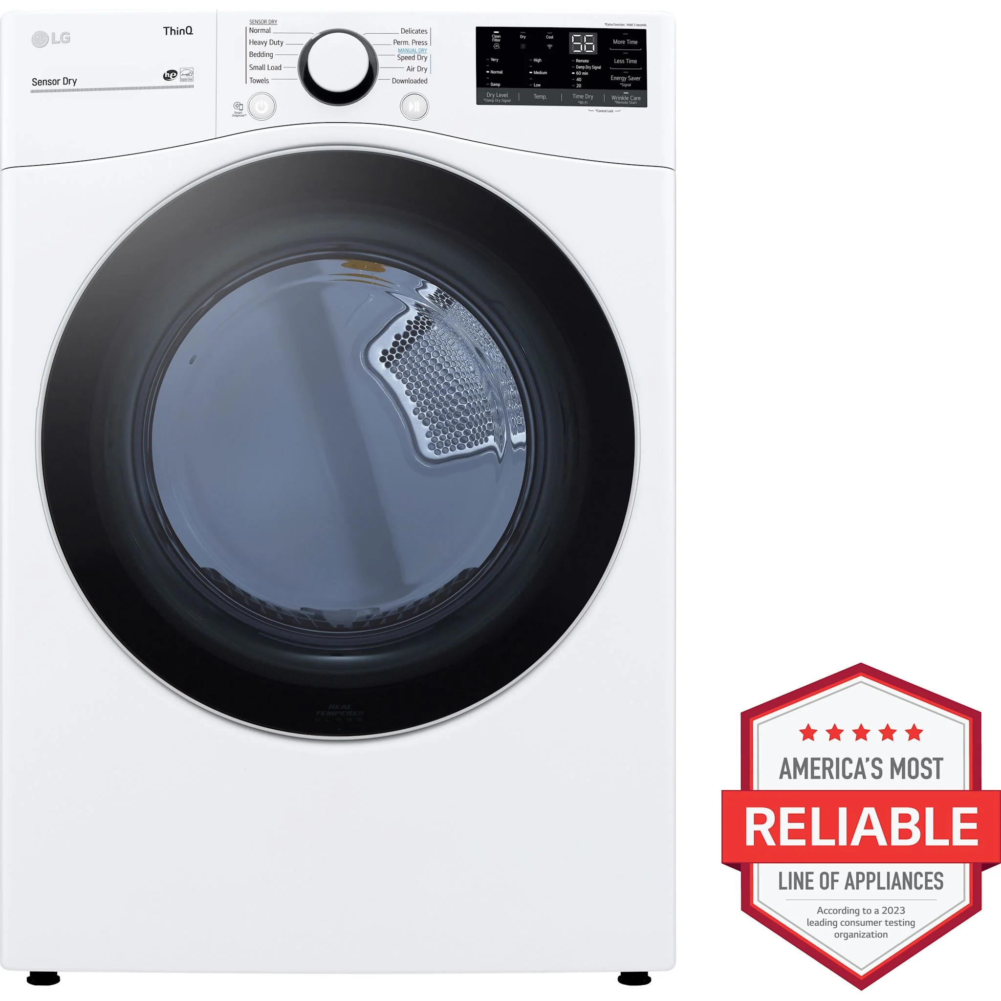 LG 7.4 cu. ft. Capacity Gas Dryer with Built-In AI - White (DLG3601W) - Image 2