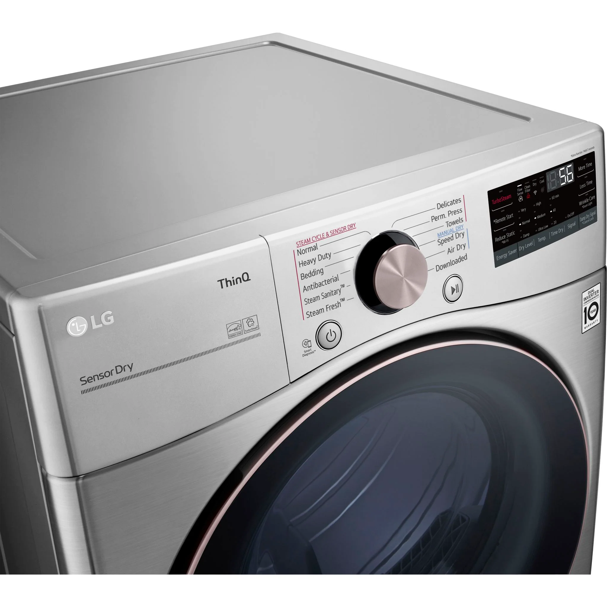 LG 7.4 cu.ft. Ultra Large Capacity Front Load Electric Dryer - Graphite Steel VCM (DLEX3850V) - Image 6