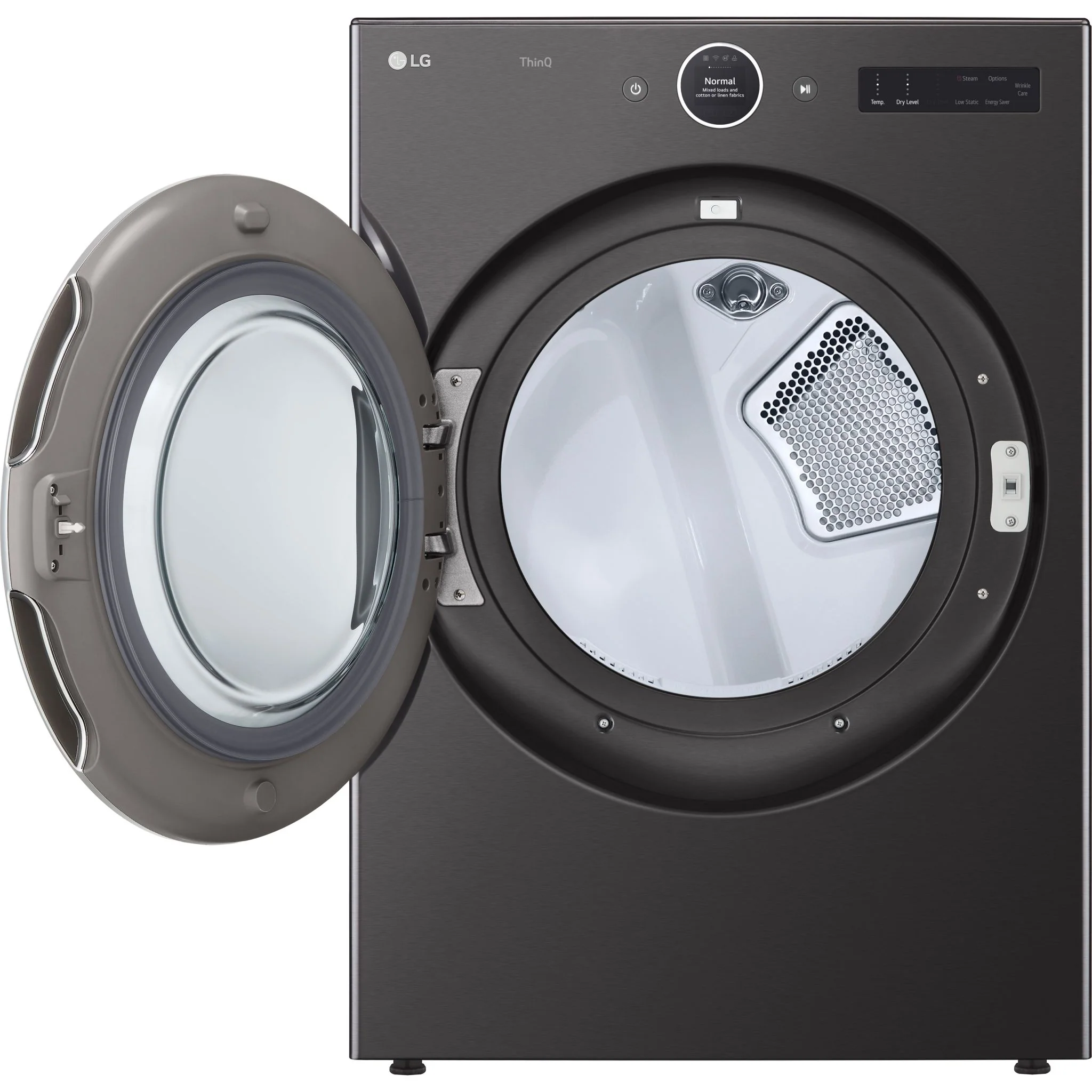LG 7.4 cu. ft. Ultra Large Capacity Smart Front Load Dryer with Built-In Intelligence & TurboSteam® - Black Steel (DLEX6700B) - Image 2