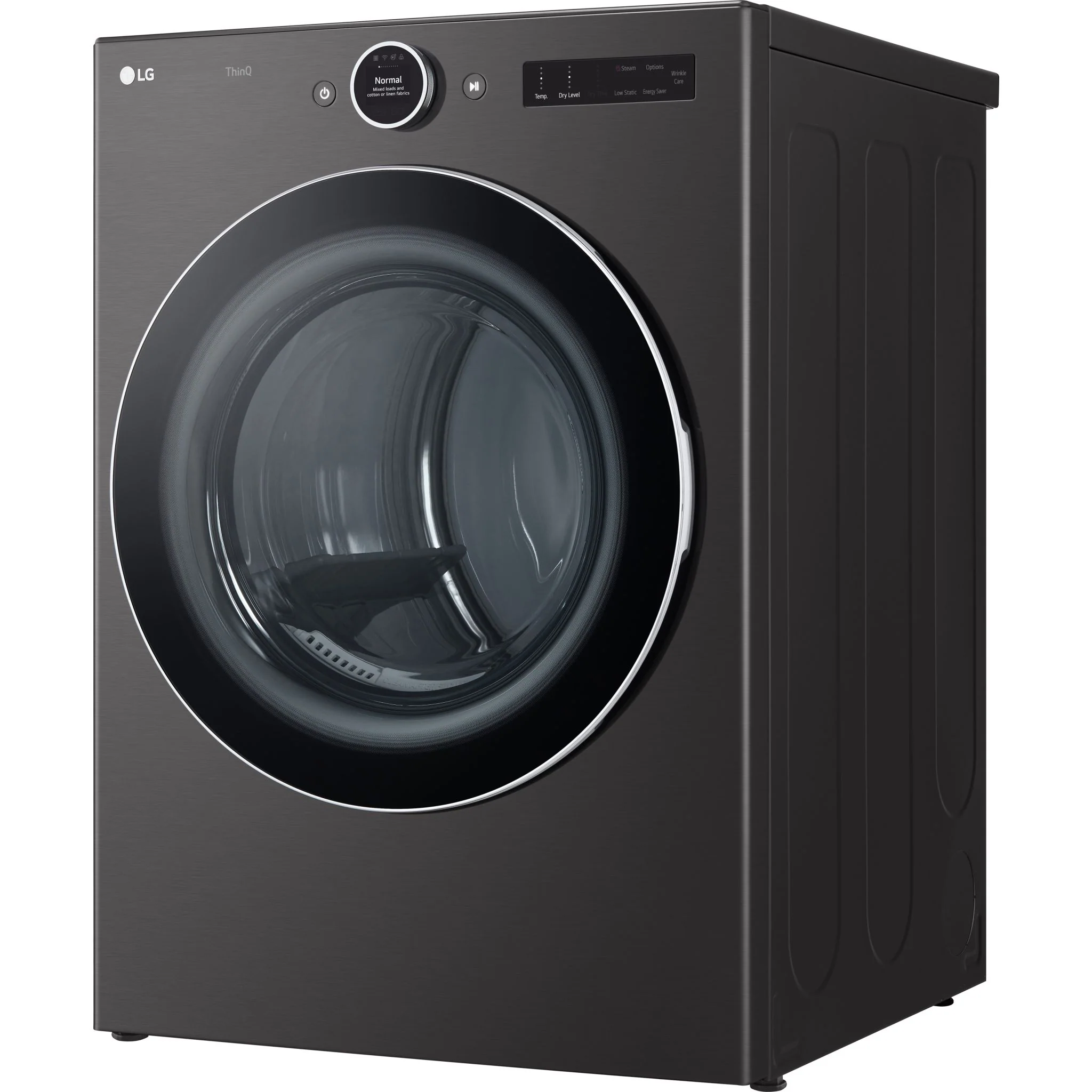 LG 7.4 cu. ft. Ultra Large Capacity Smart Front Load Dryer with Built-In Intelligence & TurboSteam® - Black Steel (DLEX6700B) - Image 3