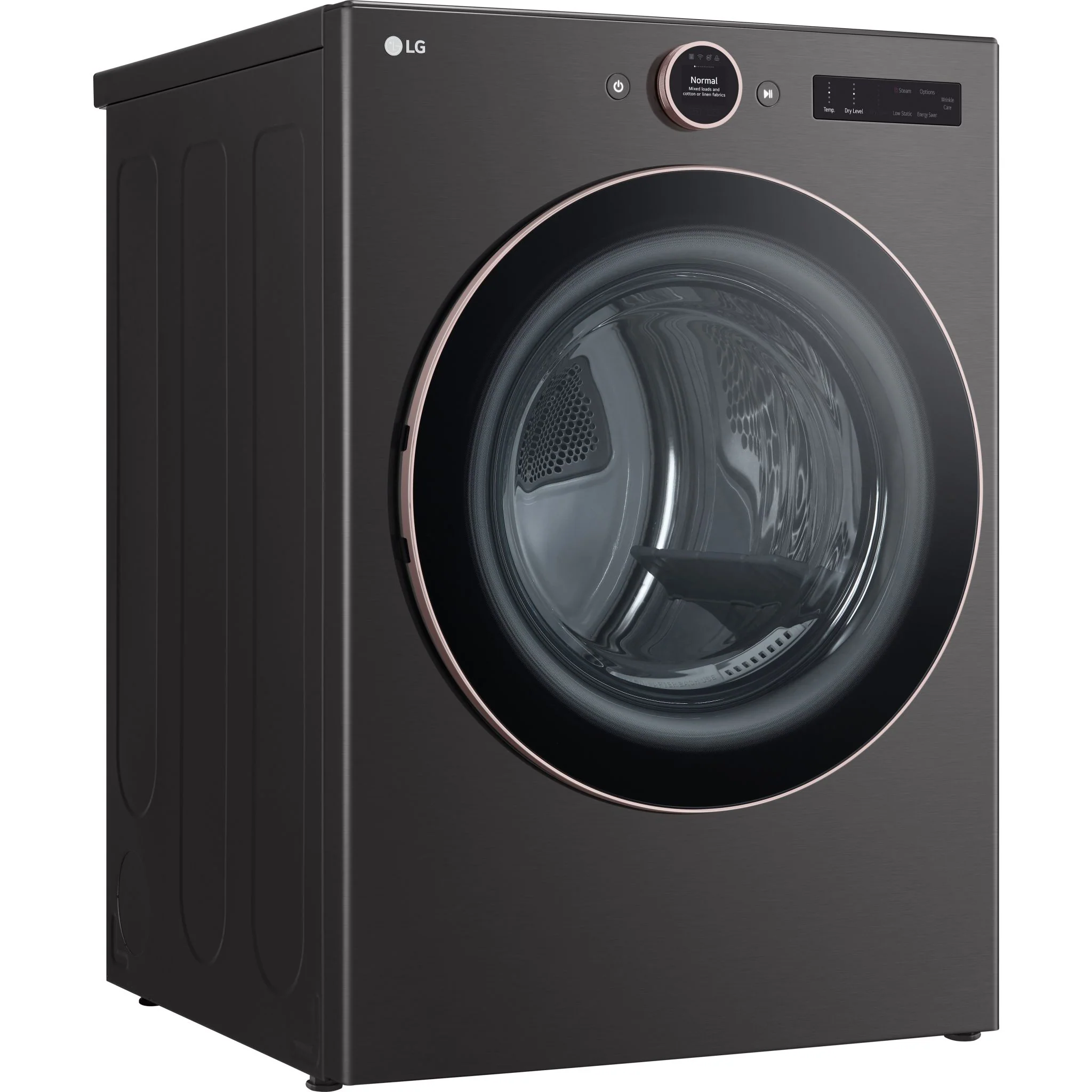 LG 7.4 cu. ft. Ultra Large Capacity Smart Front Load Electric ENERGY STAR® Dryer with Sensor Dry & Steam Technology - Black Steel (DLEX6500B) - Image 2