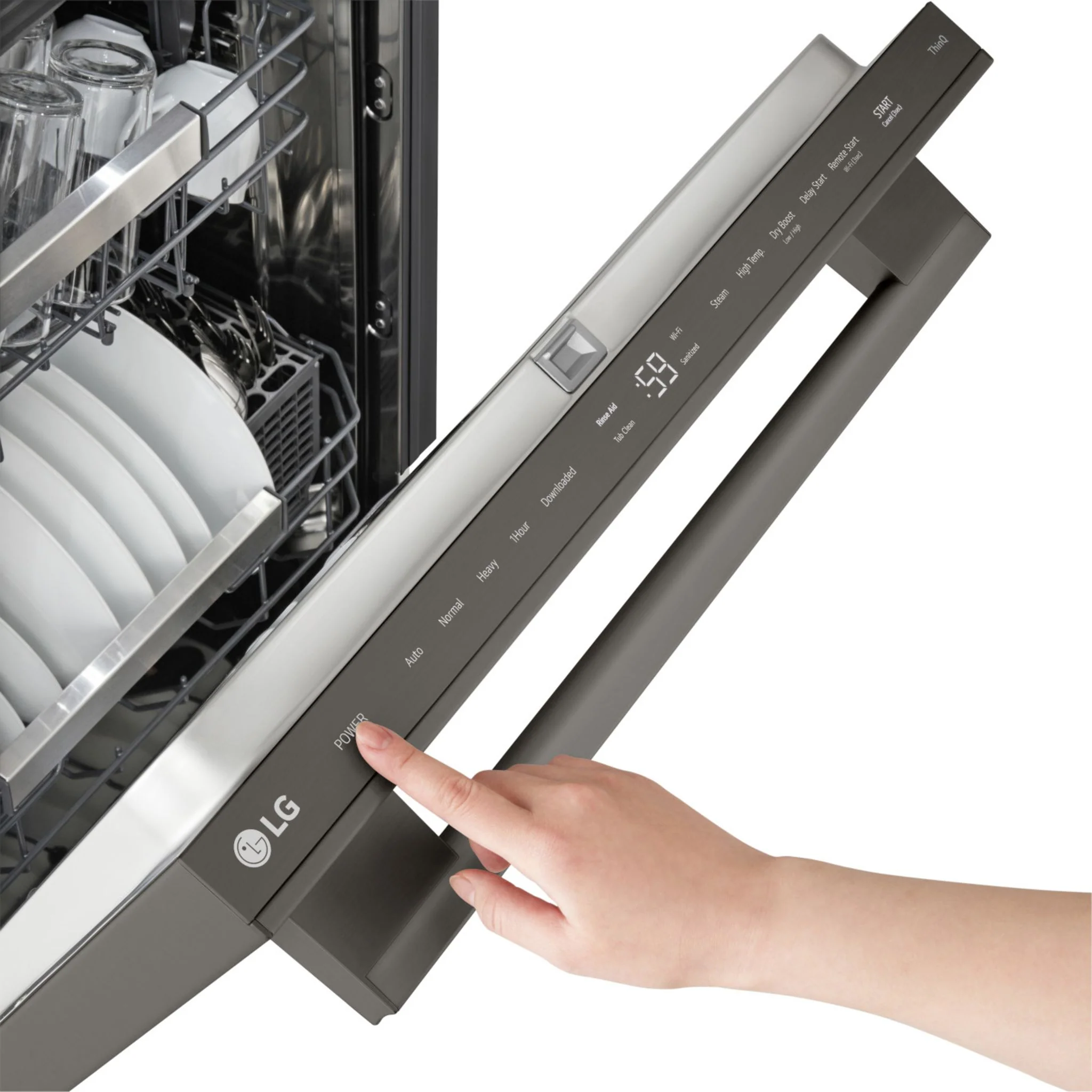 LG FlushFit™ Top Control Dishwasher with 1-Hour Wash & Dry Cycle - Black Stainless (LDNTH753D) - Image 3