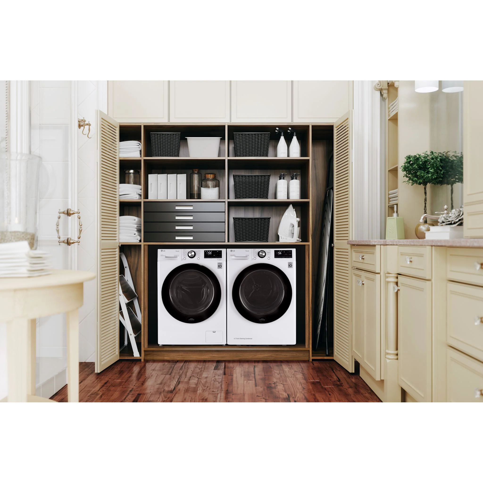 LG Front Load Pair (WM1455HWA-DLHC1455W) - White - Image 3