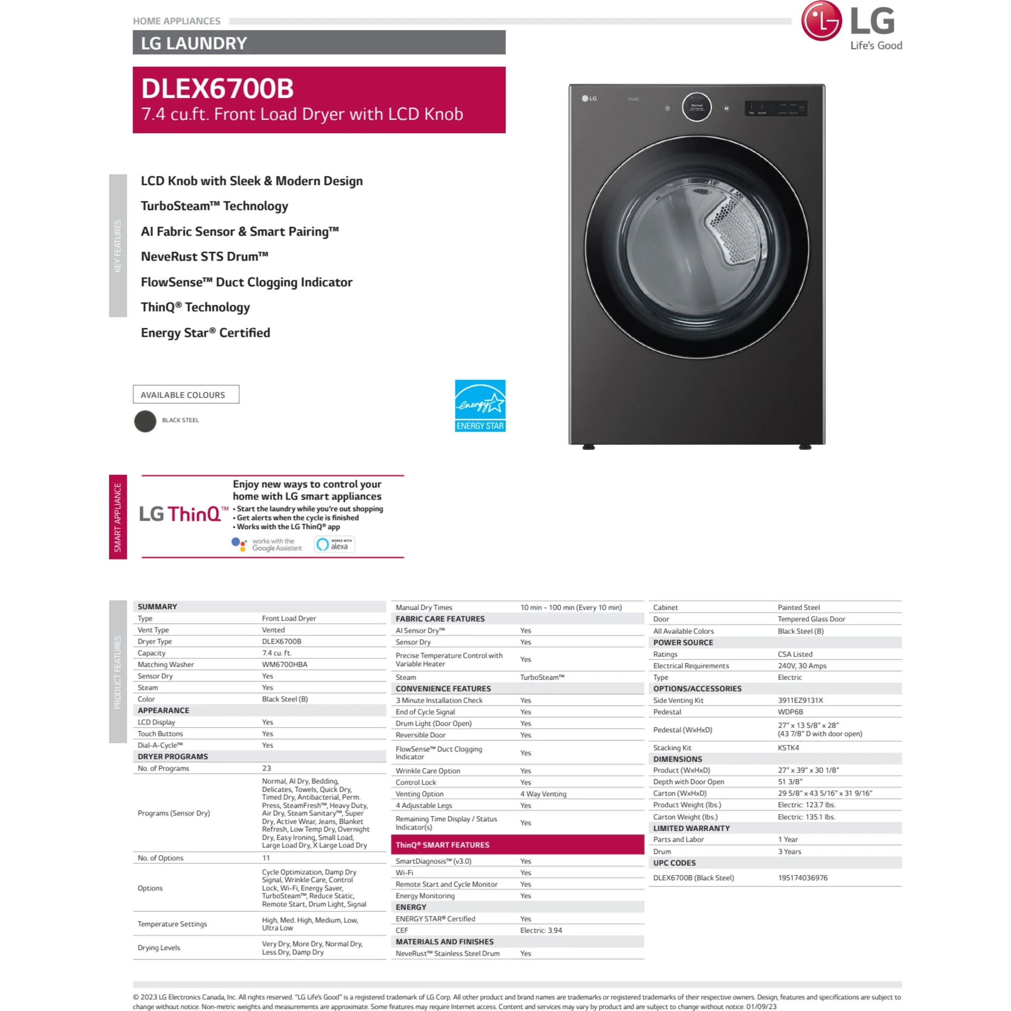 LG Front Load Pair (WM6700HBA-DLEX6700B) - Black Stainless Steel - Image 3