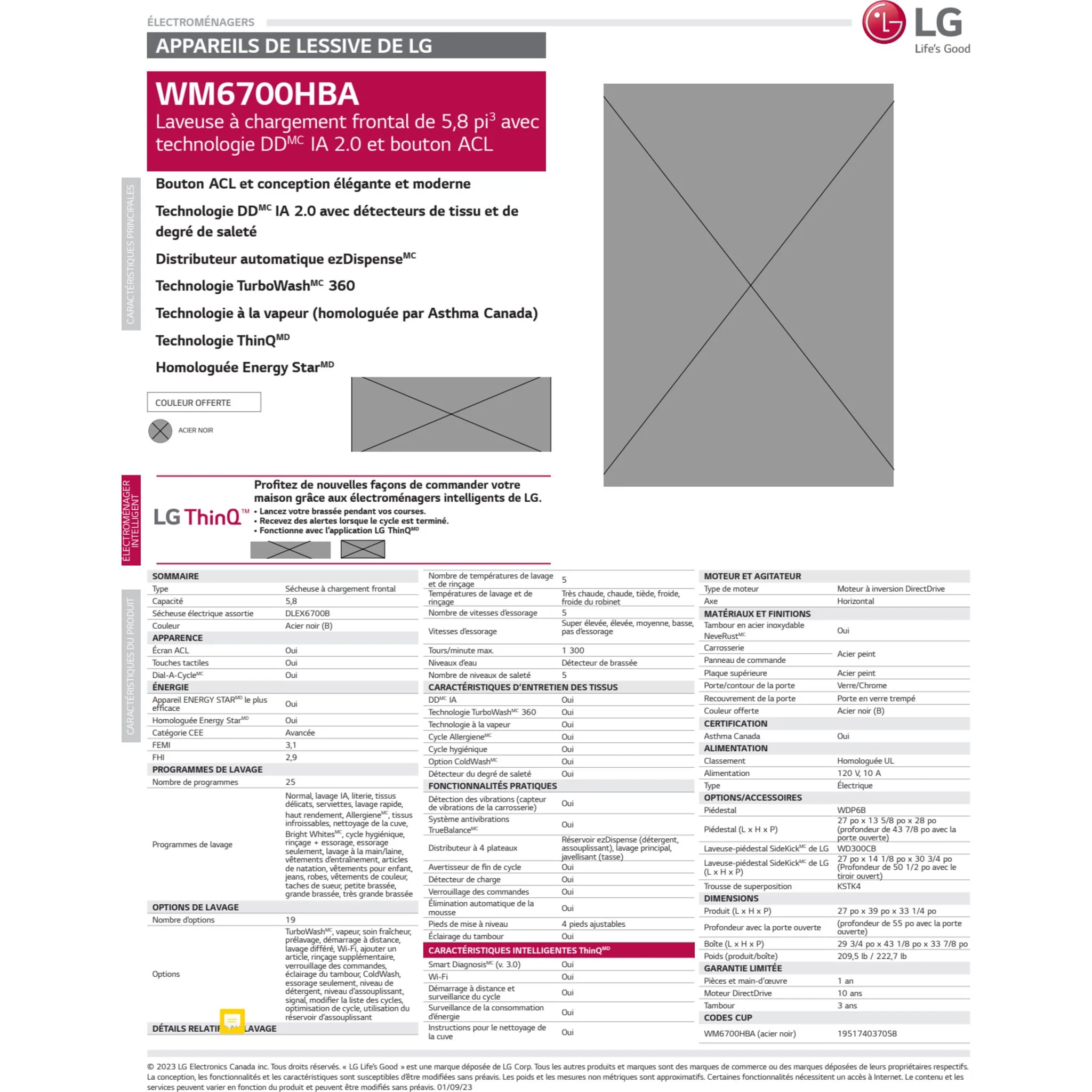 LG Front Load Pair (WM6700HBA-DLEX6700B) - Black Stainless Steel - Image 6