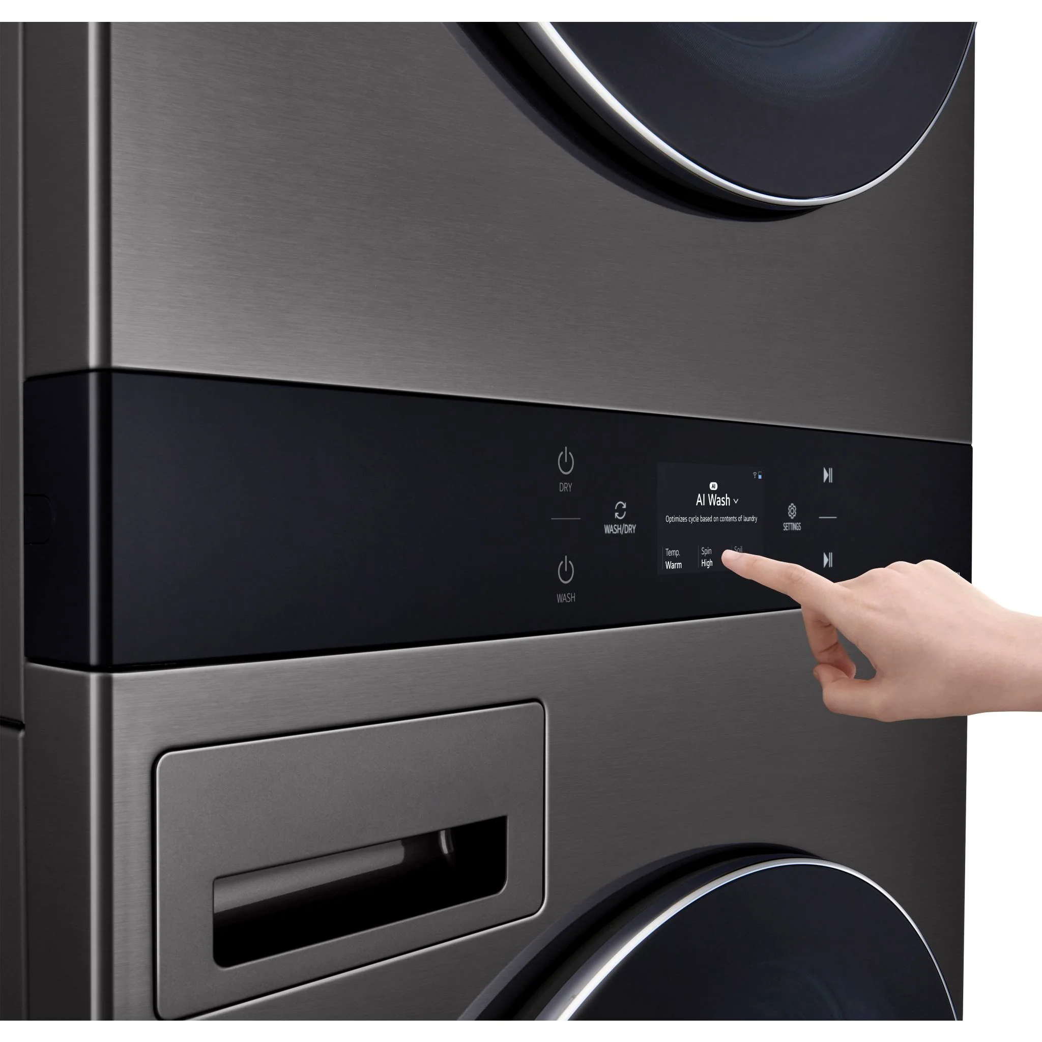 LG Single Unit Front Load LG WashTower® Center Control™ 5.8 cu.ft. Washer & 7.4 cu.ft. Electric Dryer - Black (WKEX300HBA) - Image 20