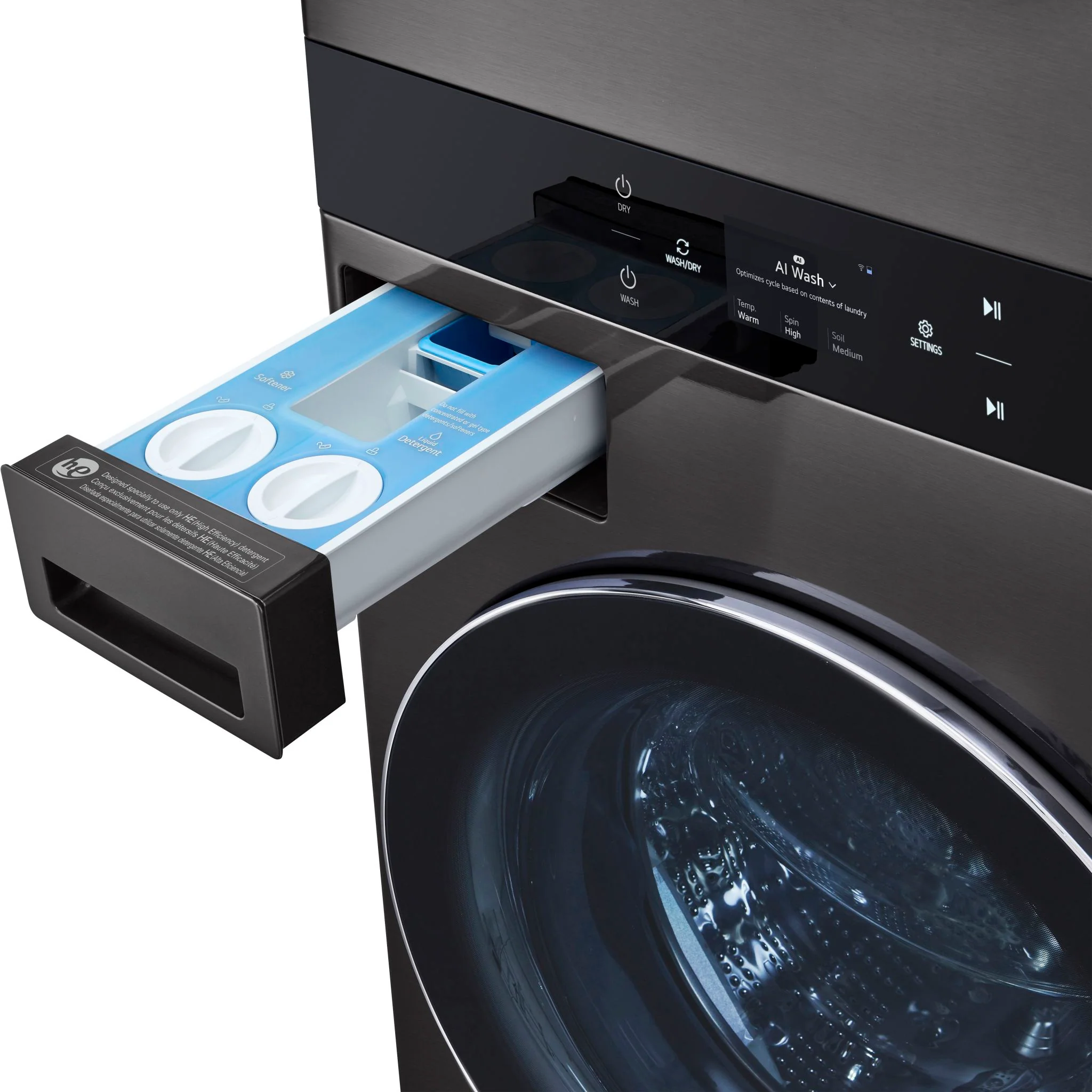 LG Single Unit Front Load LG WashTower® Center Control™ 5.8 cu.ft. Washer & 7.4 cu.ft. Electric Dryer - Black (WKEX300HBA) - Image 25