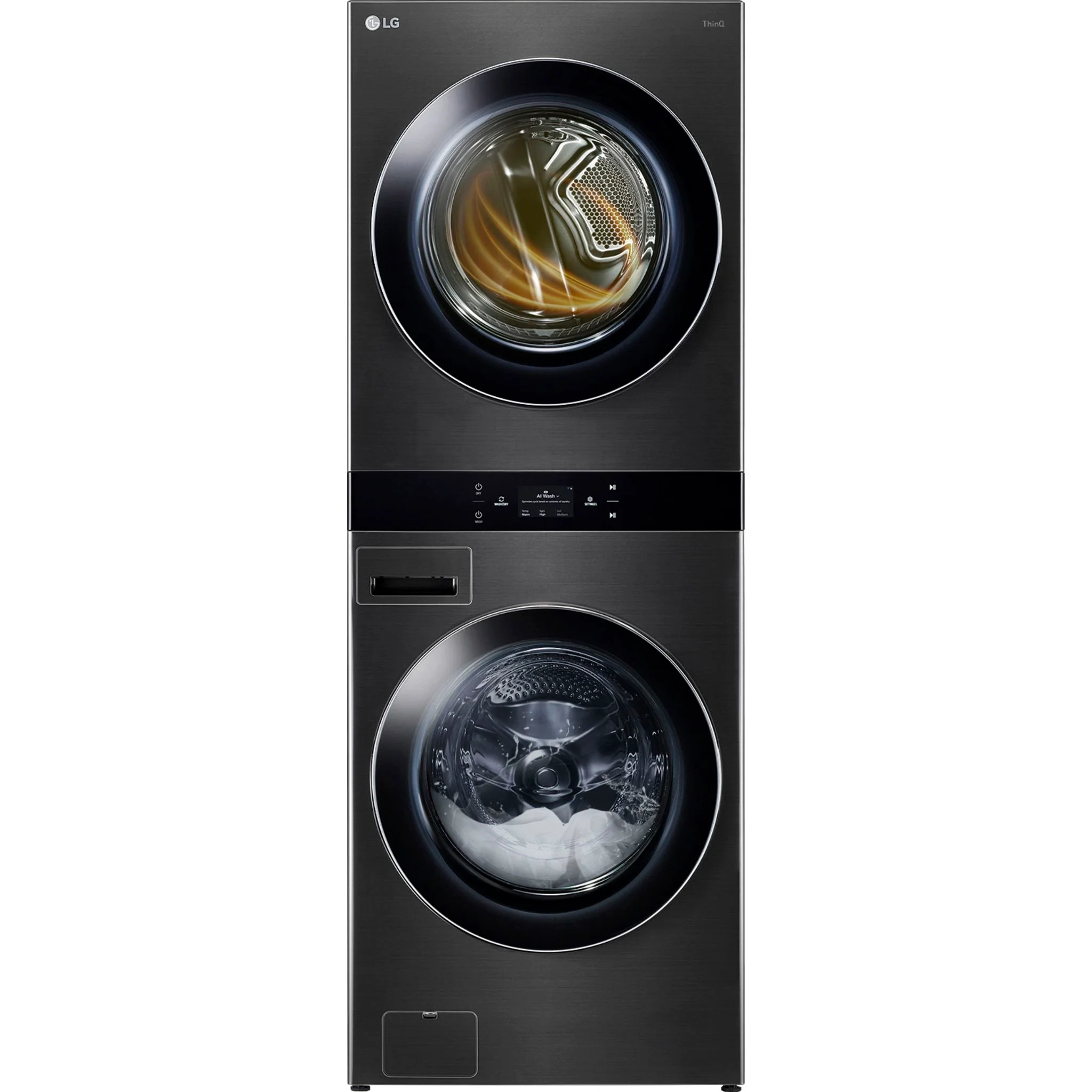 LG Single Unit Front Load LG WashTower® Center Control™ 5.8 cu.ft. Washer & 7.4 cu.ft. Electric Dryer - Black (WKEX300HBA) - Image 3