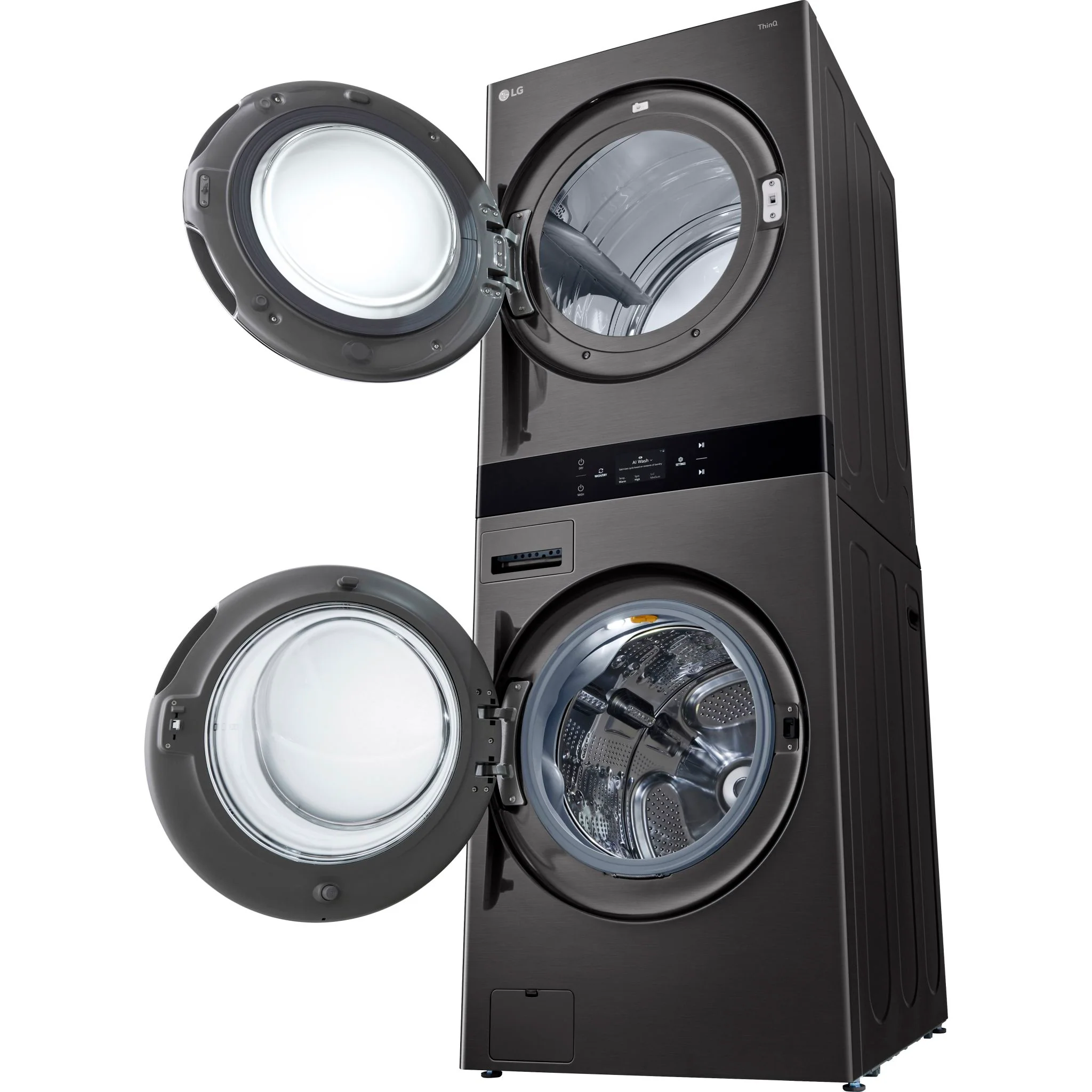 LG Single Unit Front Load LG WashTower® Center Control™ 5.8 cu.ft. Washer & 7.4 cu.ft. Electric Dryer - Black (WKEX300HBA) - Image 4