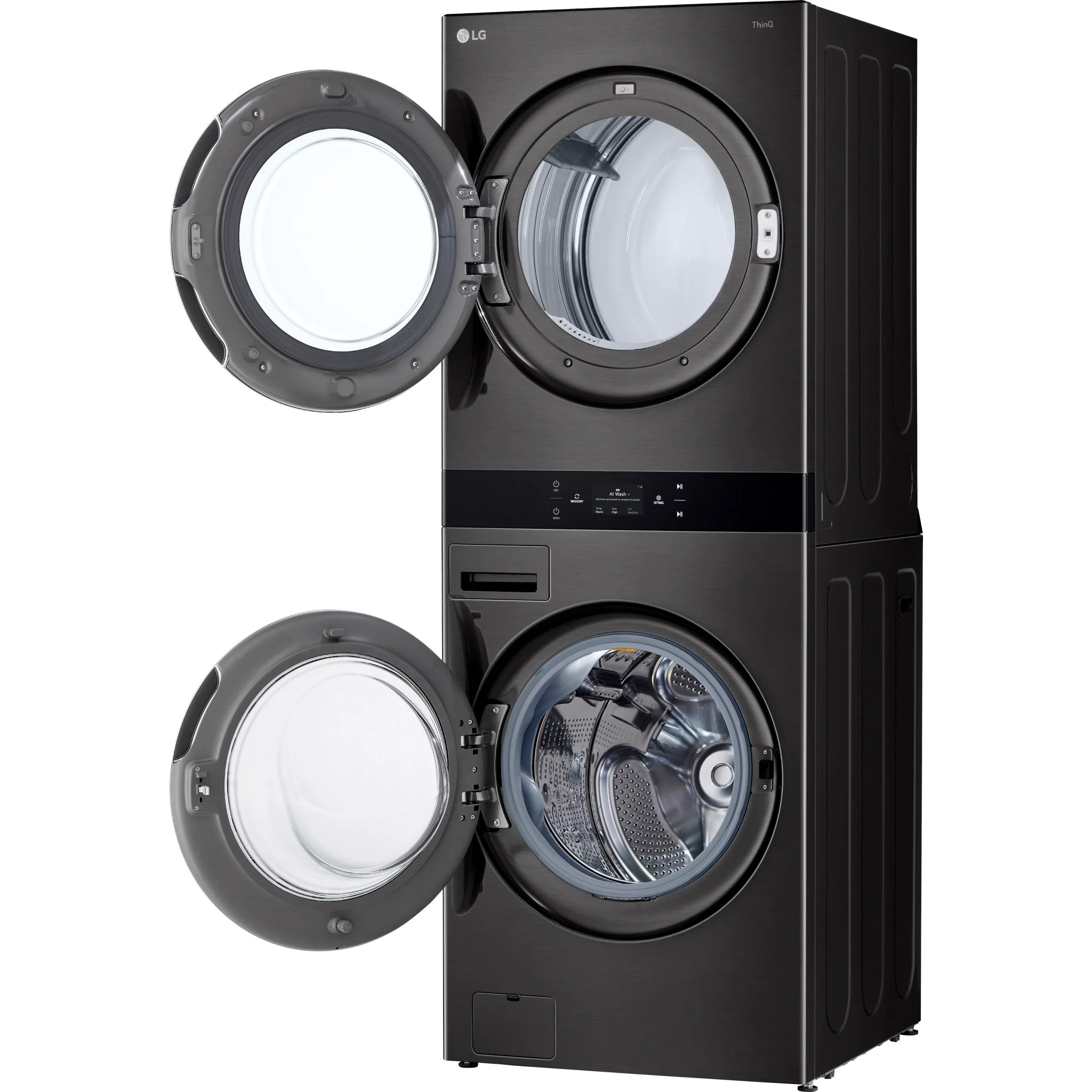 LG Single Unit Front Load LG WashTower® Center Control™ 5.8 cu.ft. Washer & 7.4 cu.ft. Electric Dryer - Black (WKEX300HBA) - Image 7