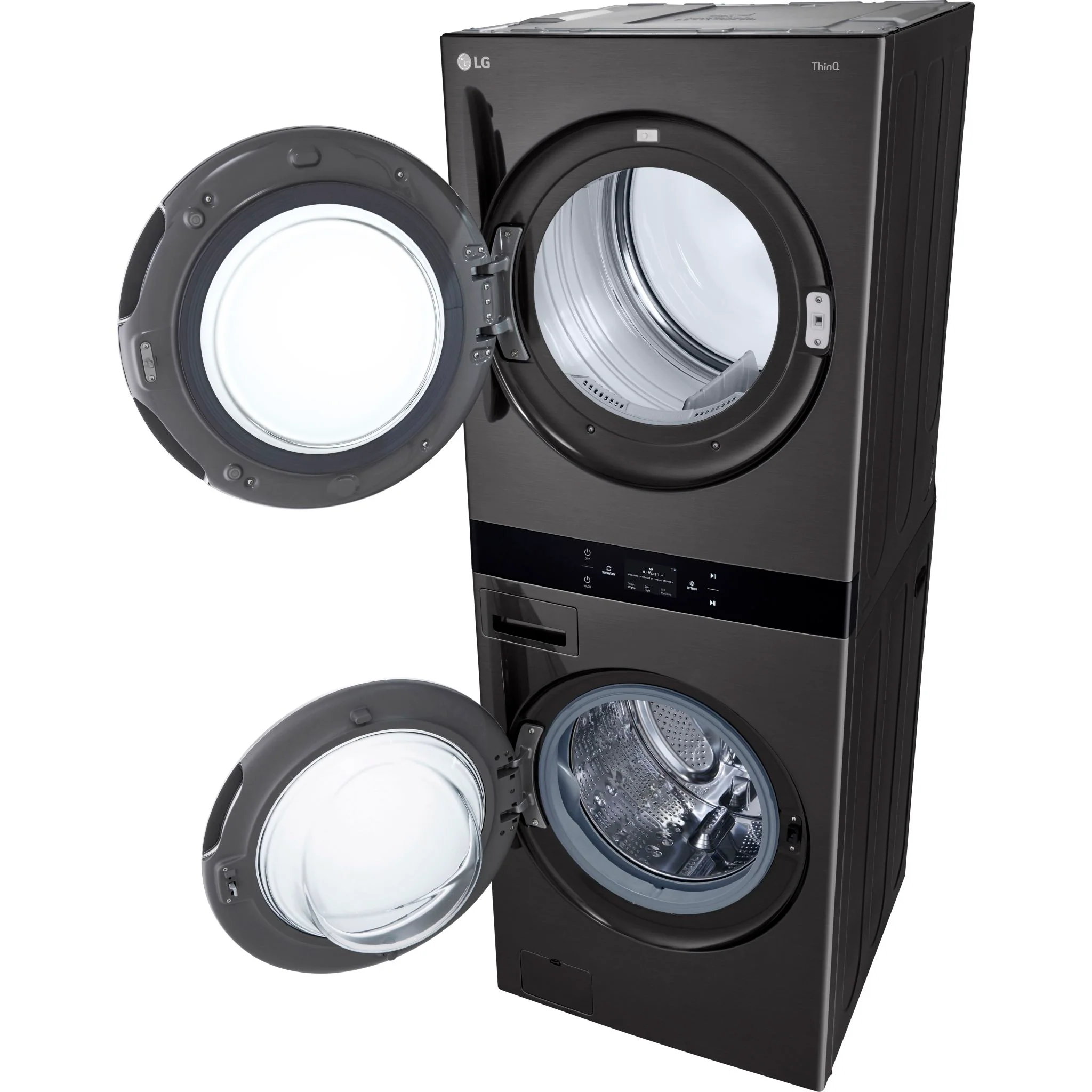 LG Single Unit Front Load LG WashTower® Center Control™ 5.8 cu.ft. Washer & 7.4 cu.ft. Electric Dryer - Black (WKEX300HBA) - Image 9