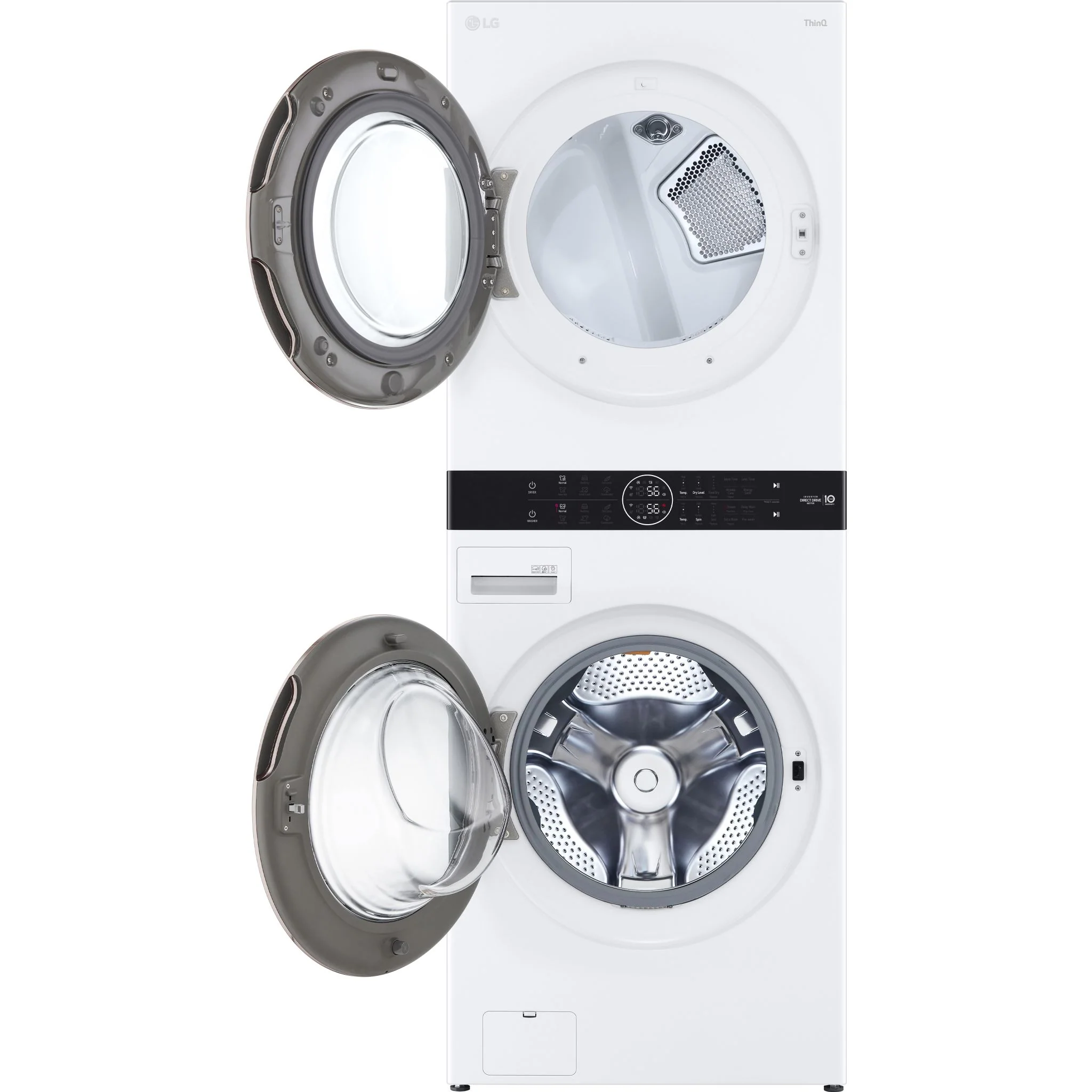 LG Single Unit Front Load LG WashTower® with Centre Control™ 5.2 cu. ft. Washer and 7.4 cu. ft. Electric Dryer - White (WKE100HWA) - Image 2