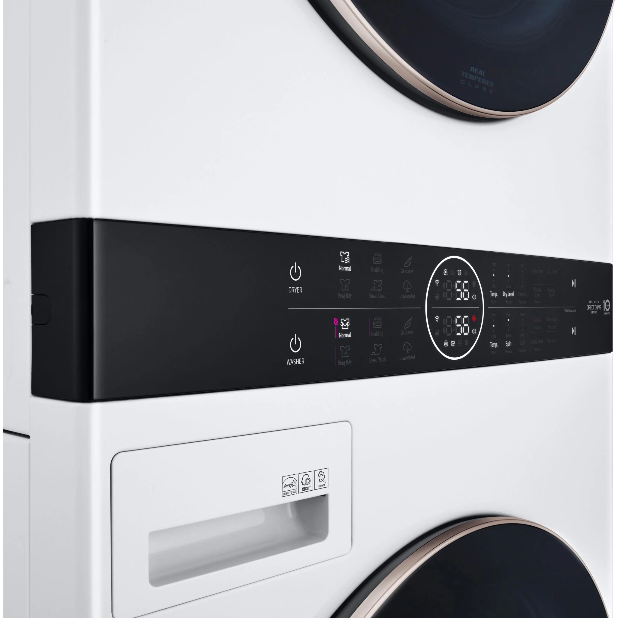 LG Single Unit Front Load LG WashTower® with Centre Control™ 5.2 cu. ft. Washer and 7.4 cu. ft. Electric Dryer - White (WKE100HWA) - Image 5