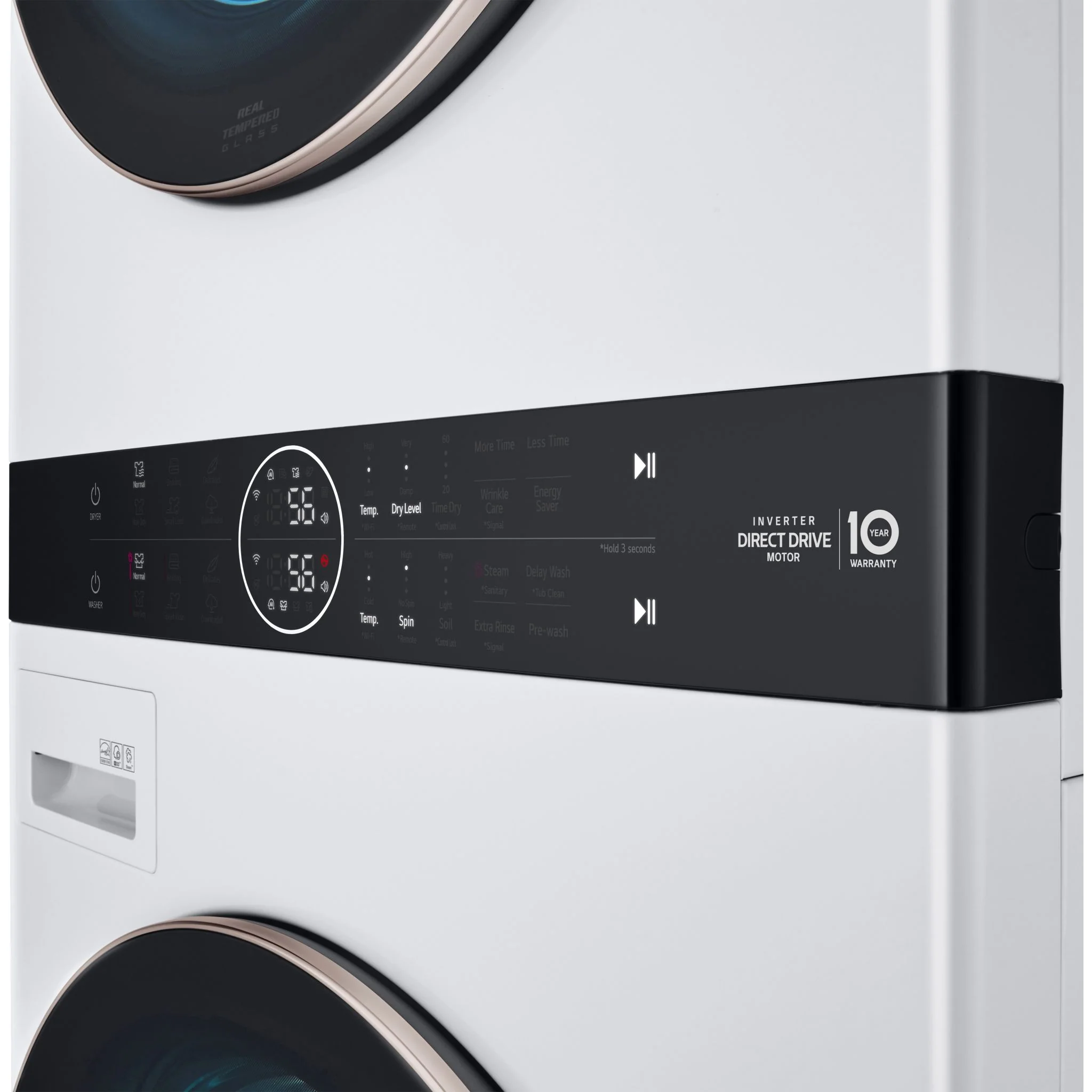 LG Single Unit Front Load LG WashTower® with Centre Control™ 5.2 cu. ft. Washer and 7.4 cu. ft. Electric Dryer - White (WKE100HWA) - Image 6