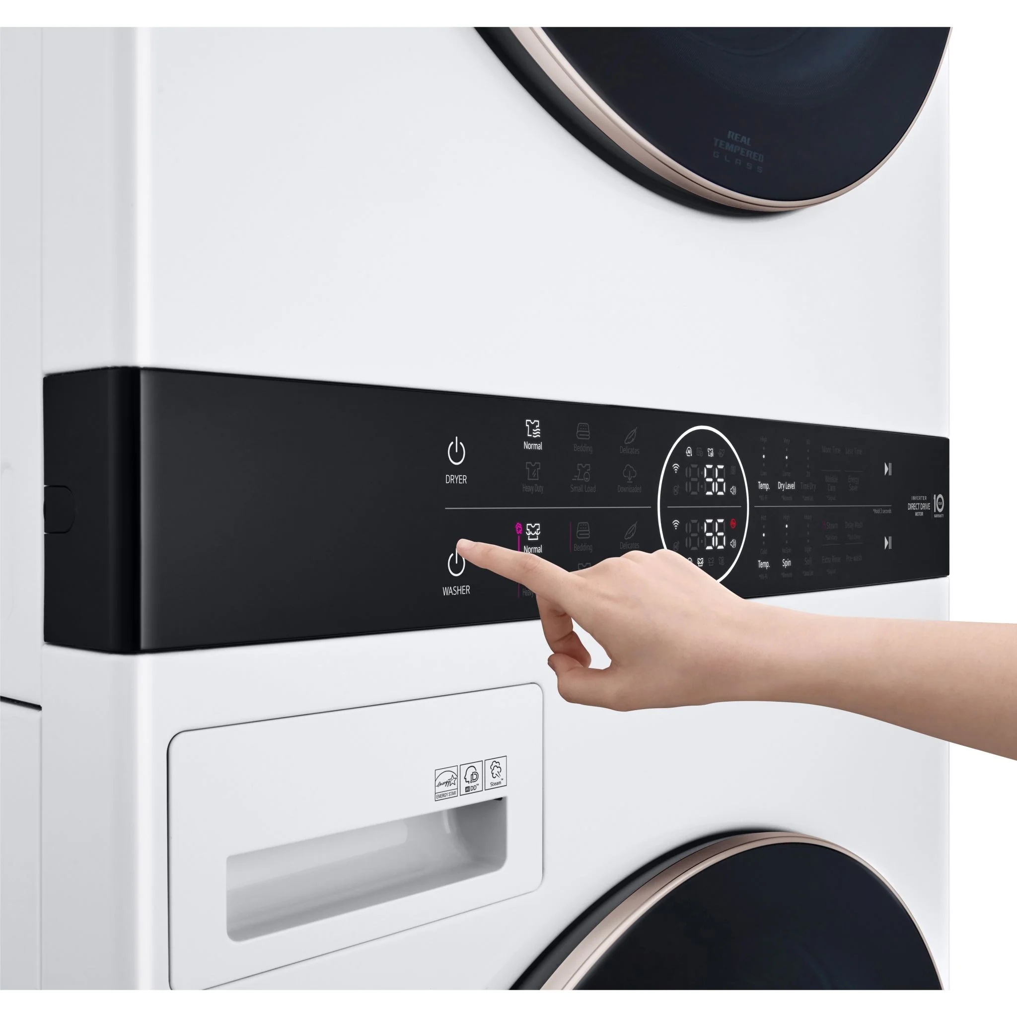 LG Single Unit Front Load LG WashTower® with Centre Control™ 5.2 cu. ft. Washer and 7.4 cu. ft. Electric Dryer - White (WKE100HWA) - Image 7