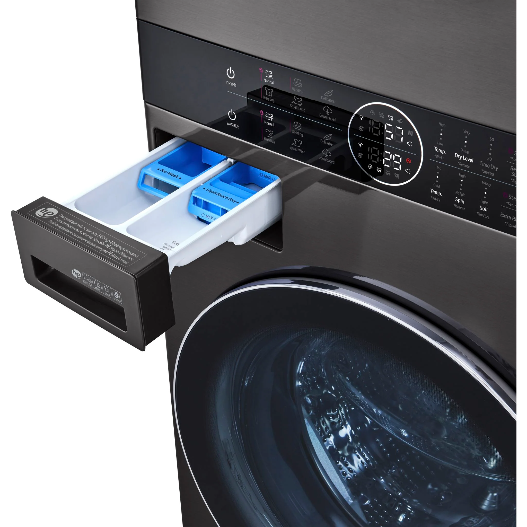 LG Single Unit Front Load LG WashTower® with Centre Control™ 5.2 cu. ft. Washer and 7.4 cu. ft. Gas - Black (WKGX201HBA) - Image 19