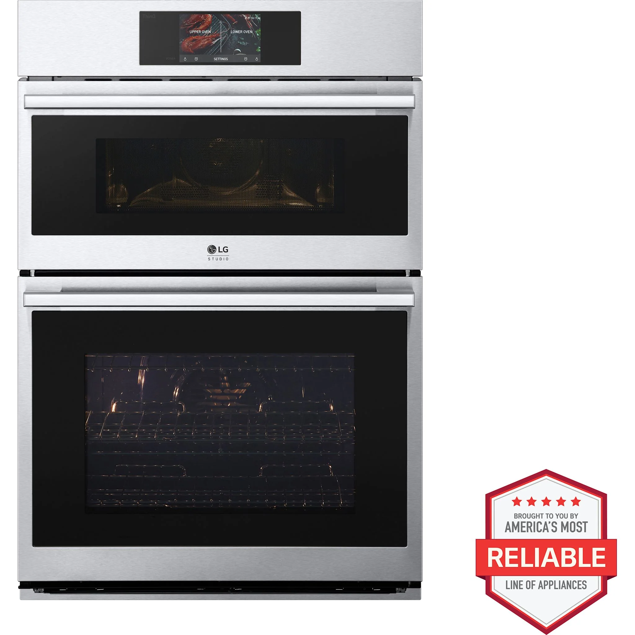 LG Studio 1.7/4.7 cu. ft. Combination Double Wall Oven with Air Fry - Stainless (WCES6428F) - Image 4