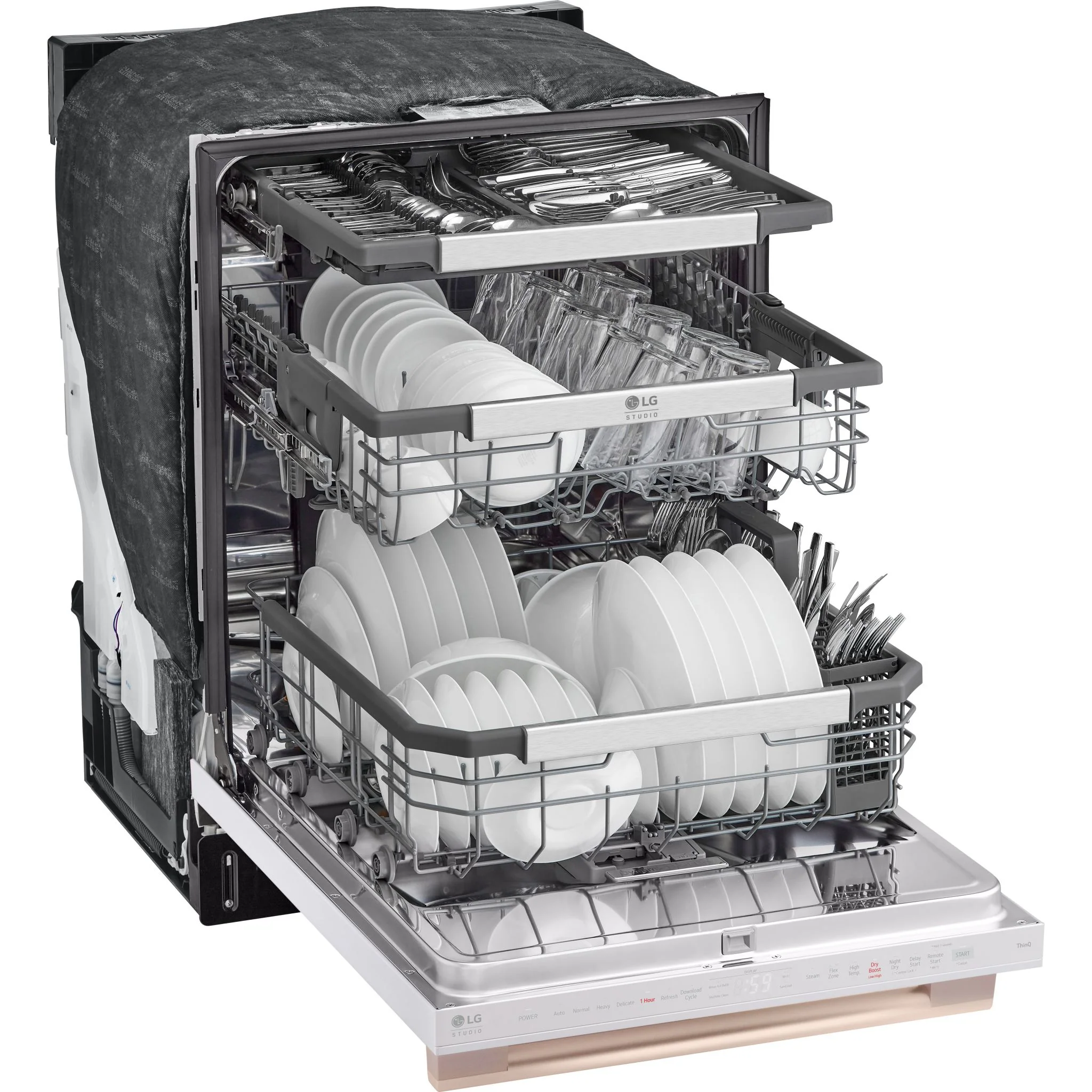 LG Studio Smart Top Control Dishwasher with 1-Hour Wash & Dry, QuadWash® Pro, TrueSteam® and Dynamic Heat Dry - Essence White (SDWB24W3) - Image 5