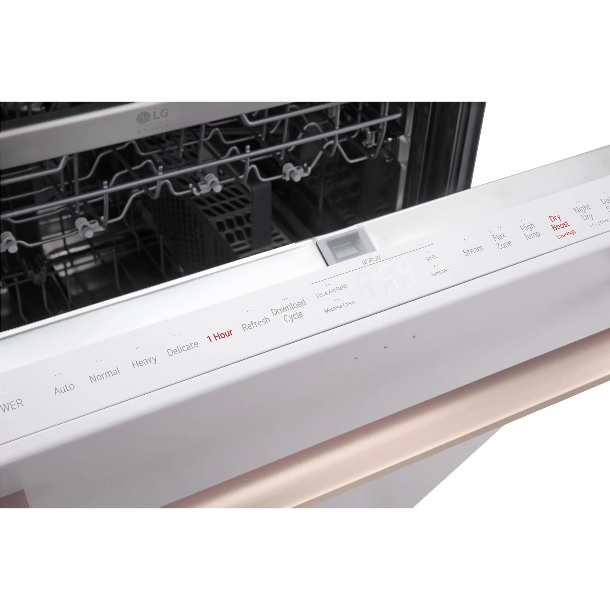 LG Studio Smart Top Control Dishwasher with 1-Hour Wash & Dry, QuadWash® Pro, TrueSteam® and Dynamic Heat Dry - Essence White (SDWB24W3) - Image 8