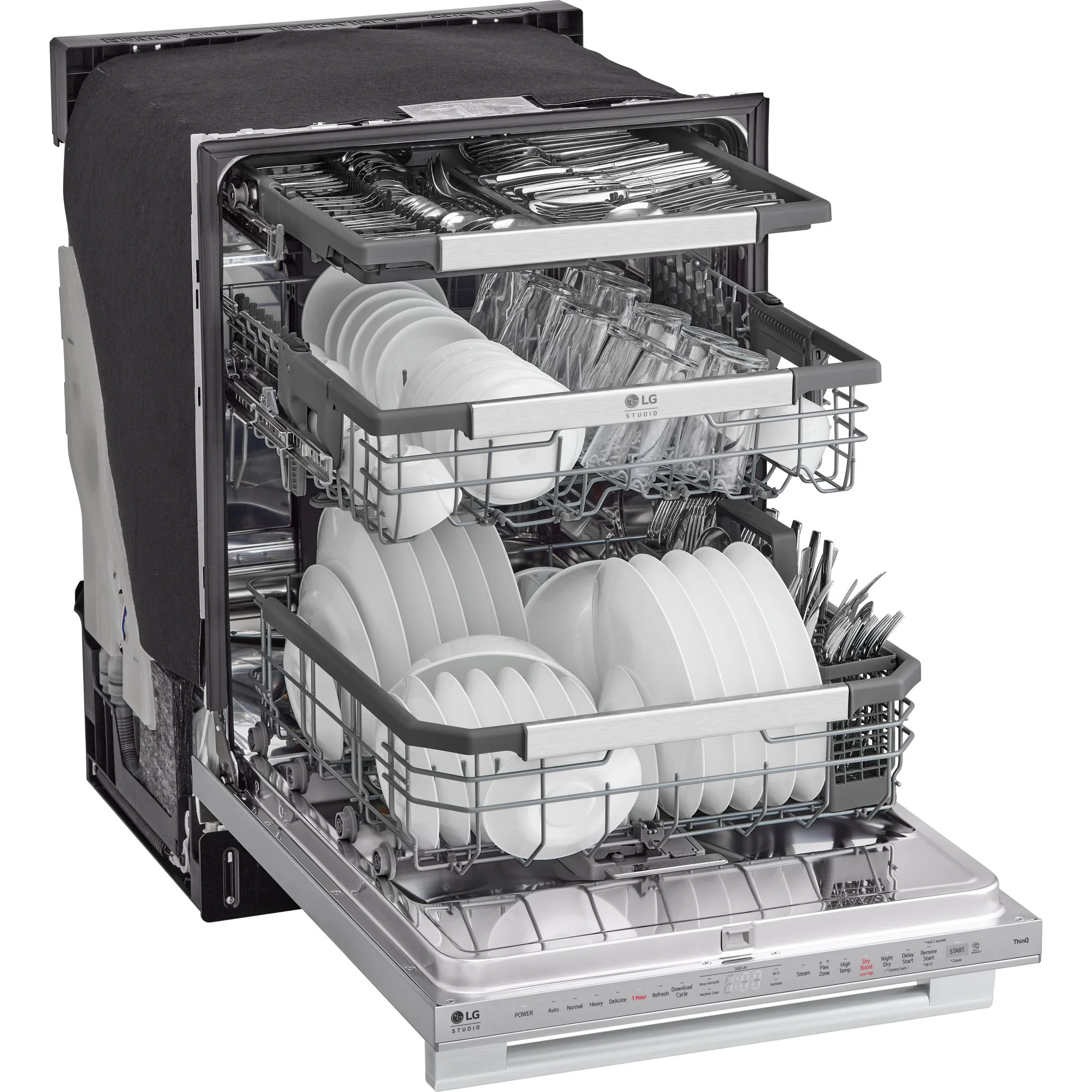 LG Studio Top Control Smart Dishwasher with 1-Hour Wash & Dry, QuadWash Pro™, TrueSteam® and Dynamic Heat Dry - Stainless (SDWB24S3) - Image 13