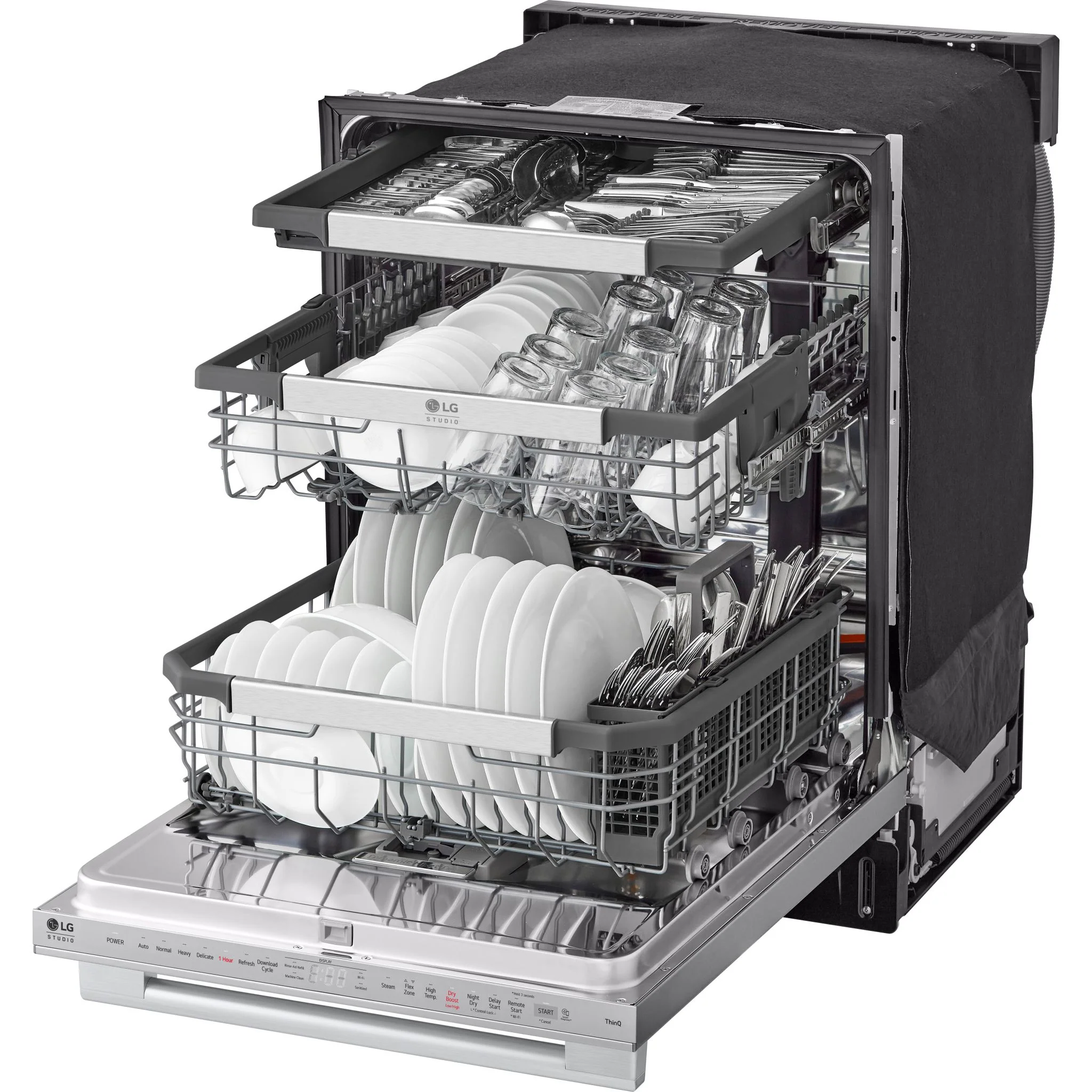 LG Studio Top Control Smart Dishwasher with 1-Hour Wash & Dry, QuadWash Pro™, TrueSteam® and Dynamic Heat Dry - Stainless (SDWB24S3) - Image 16