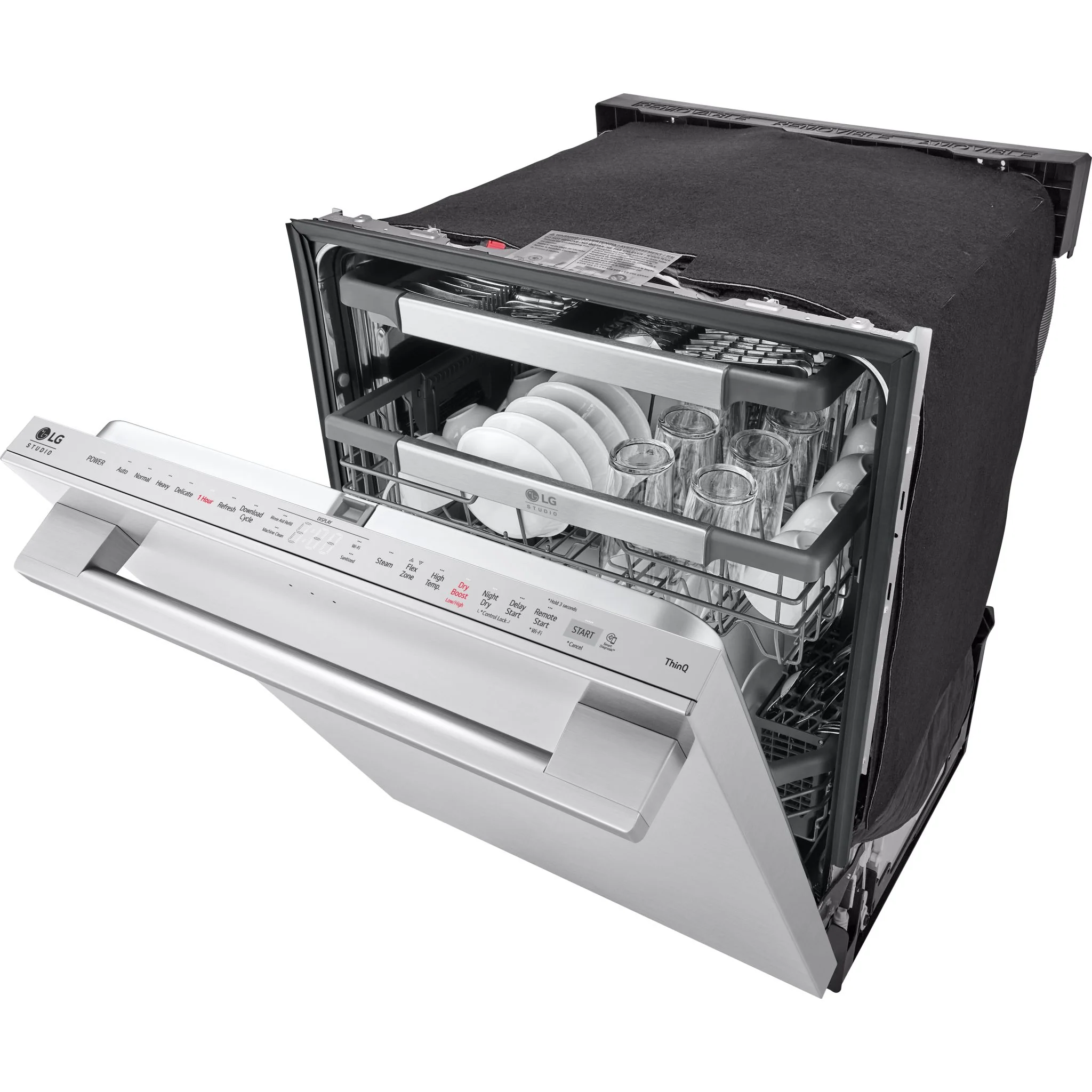 LG Studio Top Control Smart Dishwasher with 1-Hour Wash & Dry, QuadWash Pro™, TrueSteam® and Dynamic Heat Dry - Stainless (SDWB24S3) - Image 8