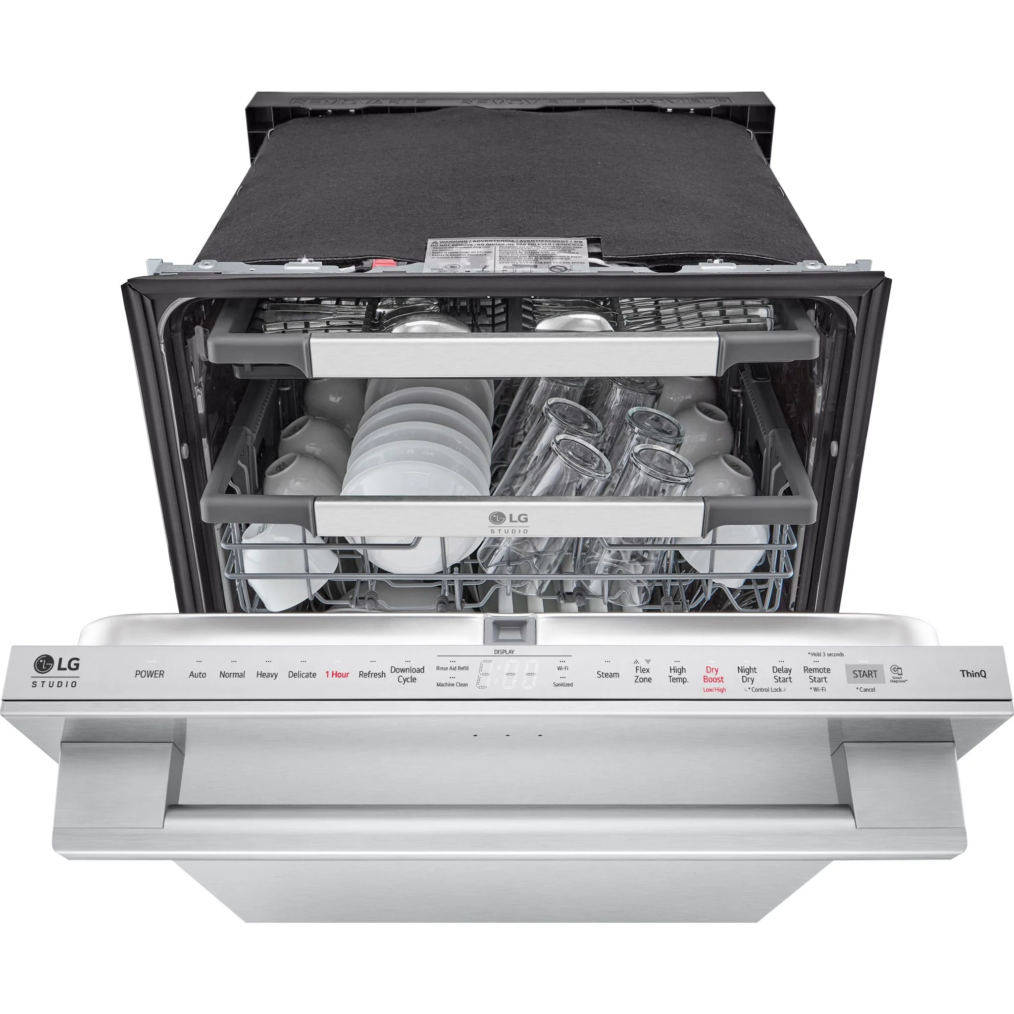 LG Studio Top Control Smart Dishwasher with 1-Hour Wash & Dry, QuadWash Pro™, TrueSteam® and Dynamic Heat Dry - Stainless (SDWB24S3) - Image 9