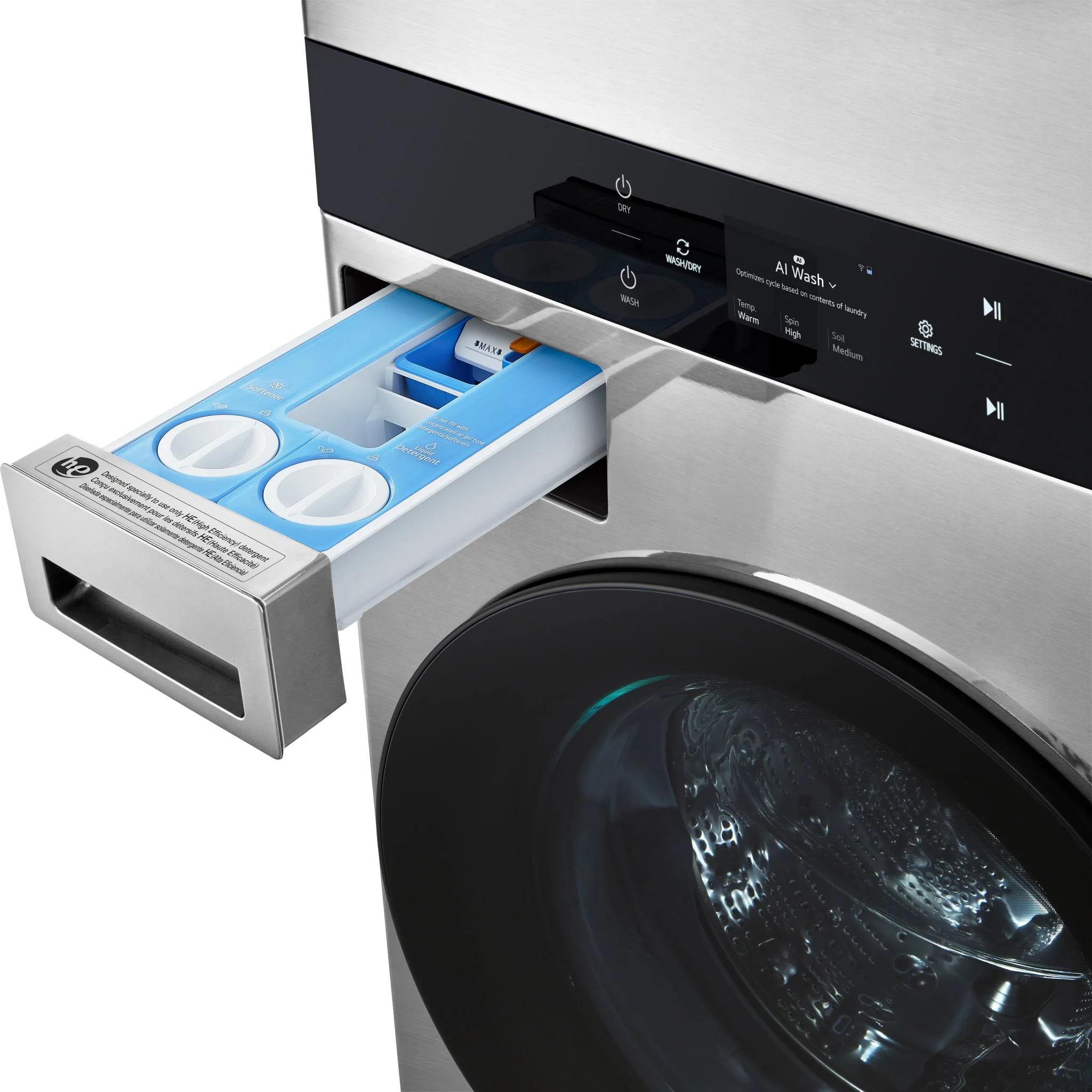 LG Studio WashTower® with AIDD 2.0 and ezDispense. 5.8 and 7.4 cu.ft. - Noble Steel (SWWE50N3) - Image 6