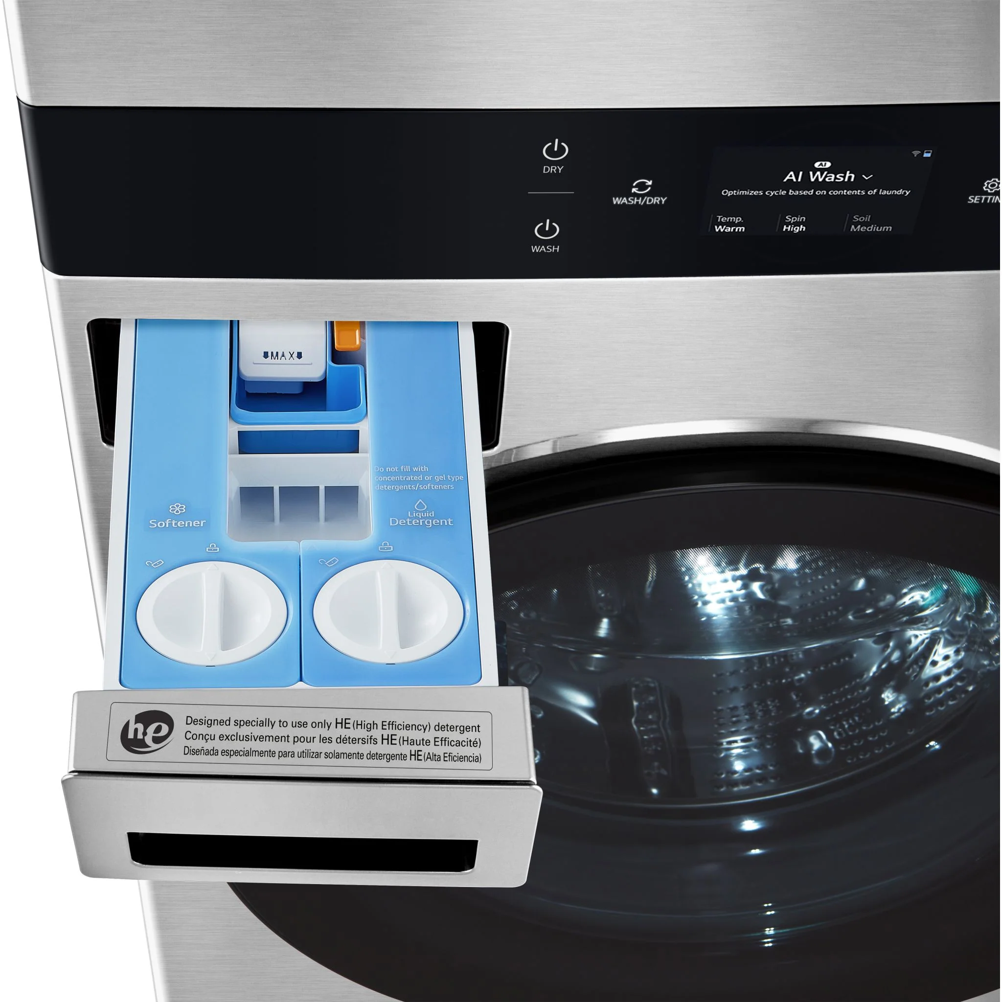 LG Studio WashTower® with AIDD 2.0 and ezDispense. 5.8 and 7.4 cu.ft. - Noble Steel (SWWE50N3) - Image 7