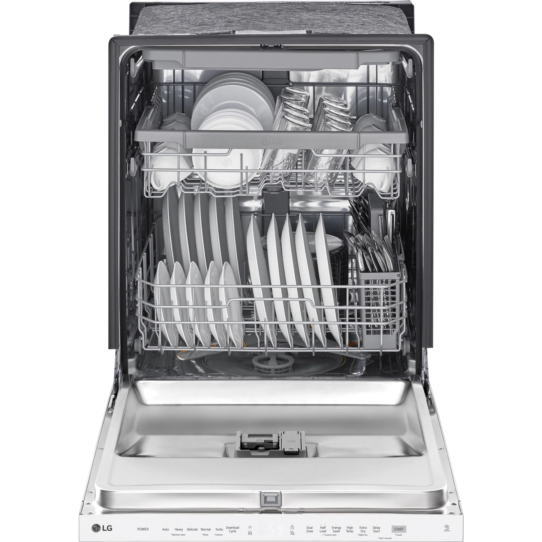LG Top Control Dishwasher with QuadWash and 3rd rack - White (LDPN4542W) - Image 3