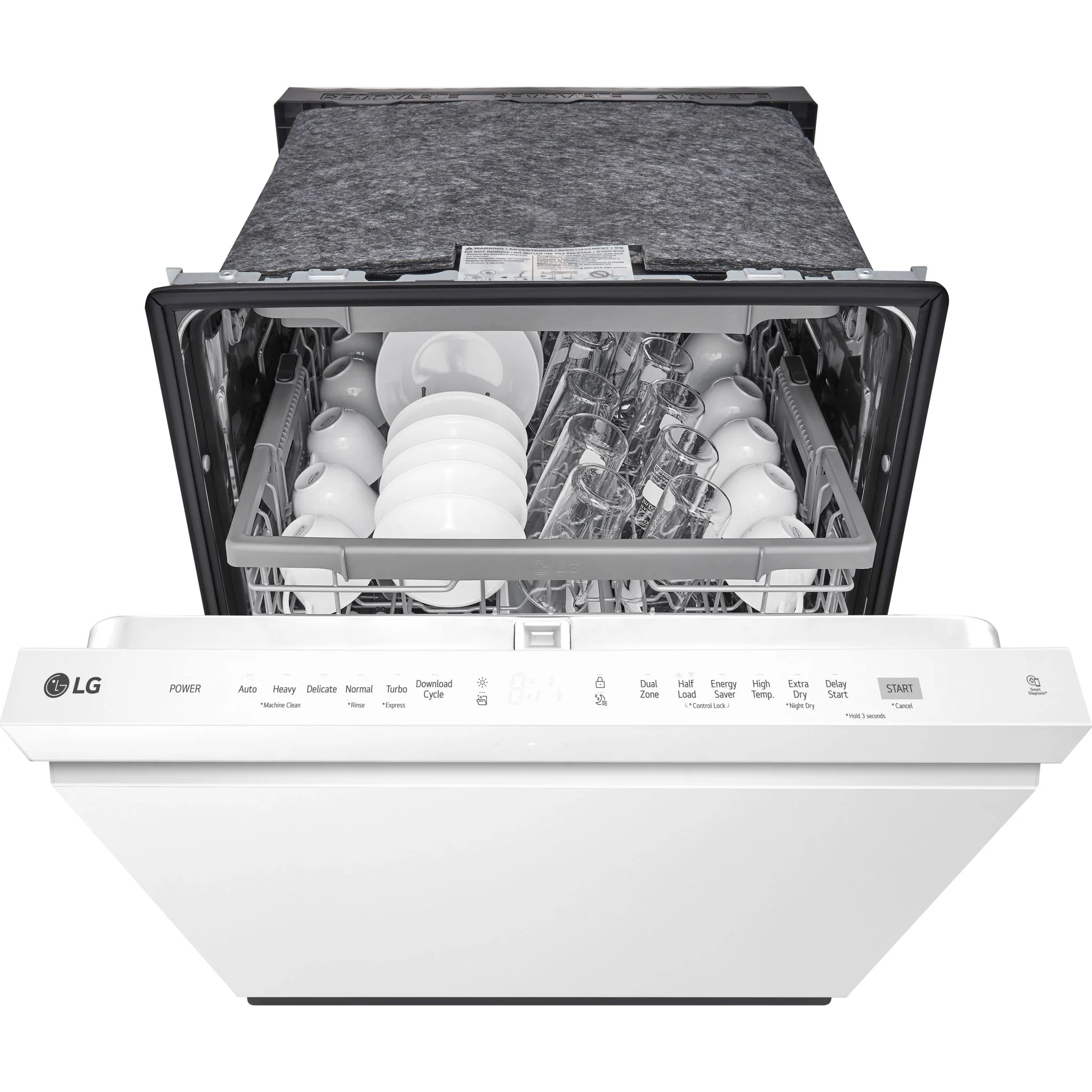 LG Top Control Dishwasher with QuadWash and 3rd rack - White (LDPN4542W) - Image 4